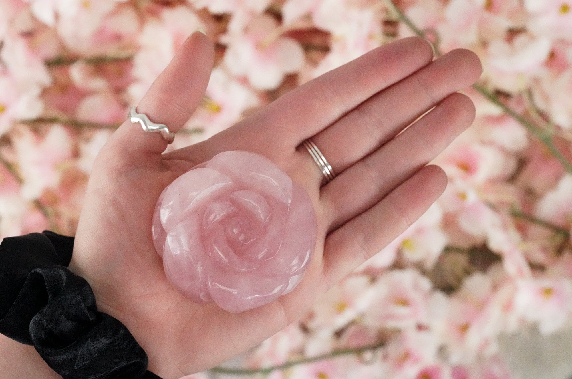 Rose Quartz Large Carved Rose