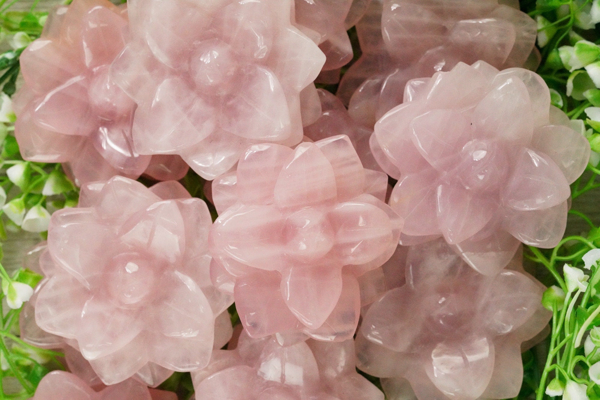 Rose Quartz Large Carved Lotus