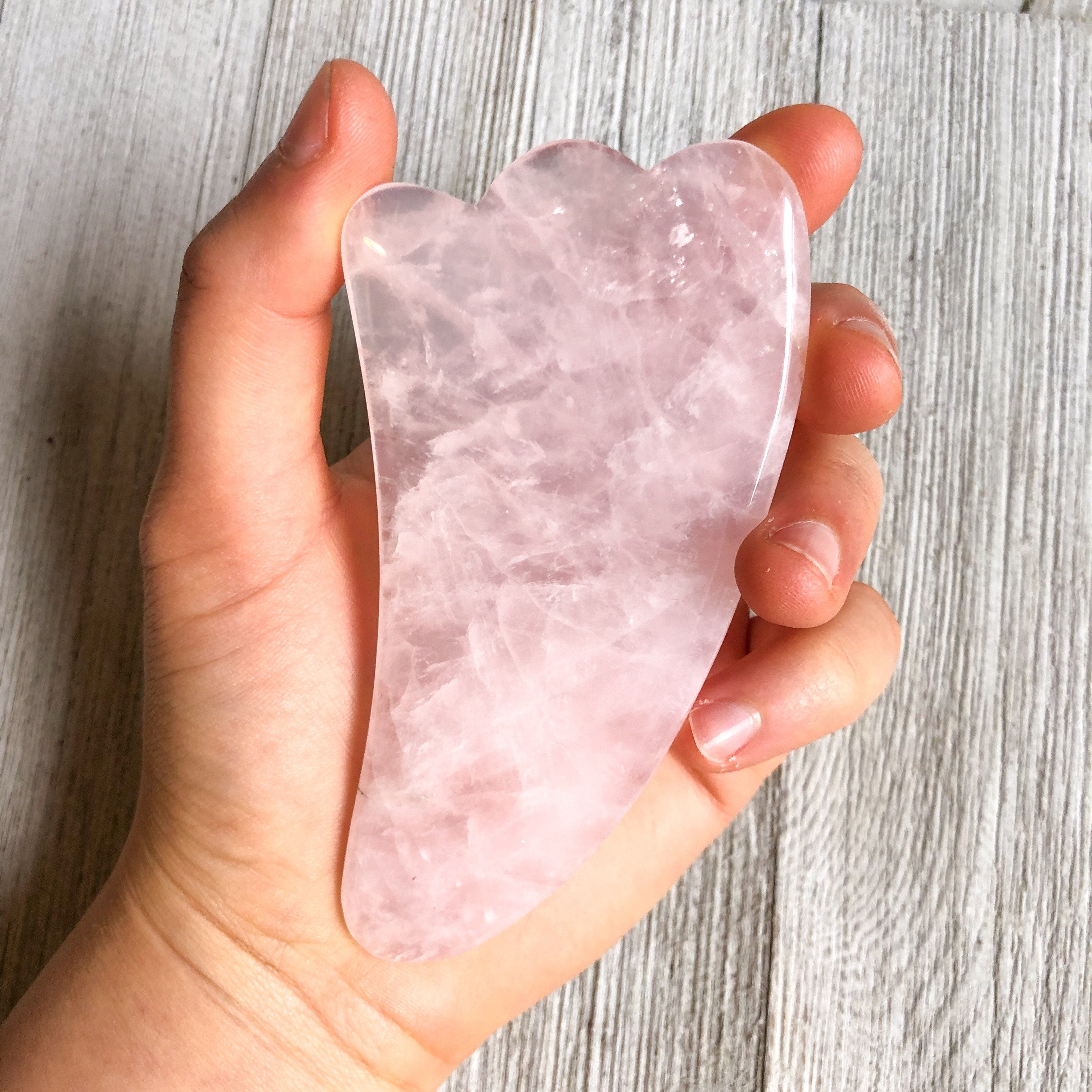 Large Rose Quartz Gua Sha Massage Tool