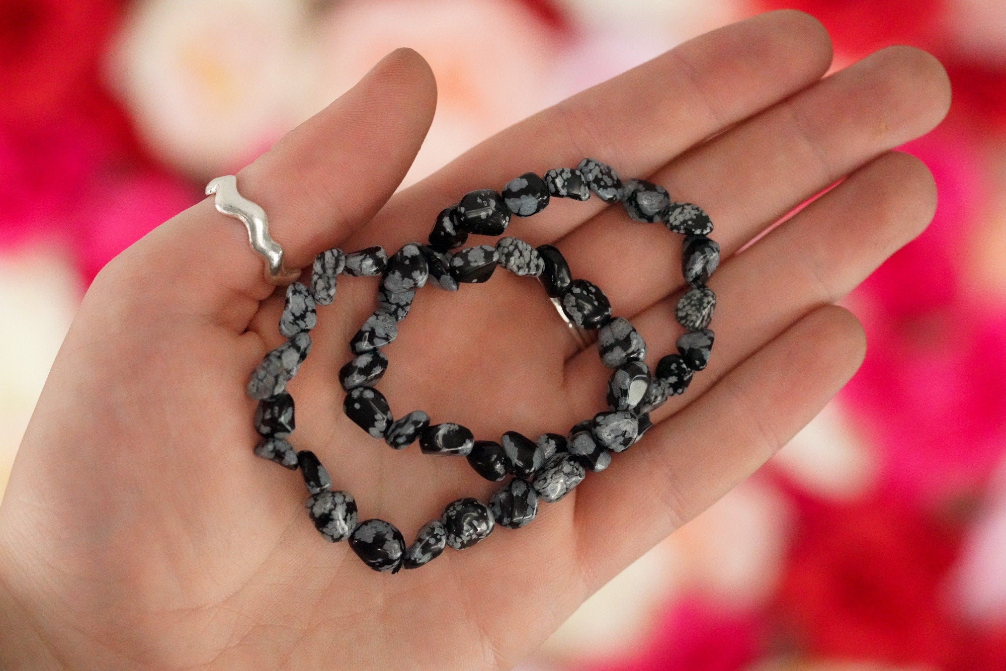 Snowflake Obsidian Tumbled Stone Bracelet