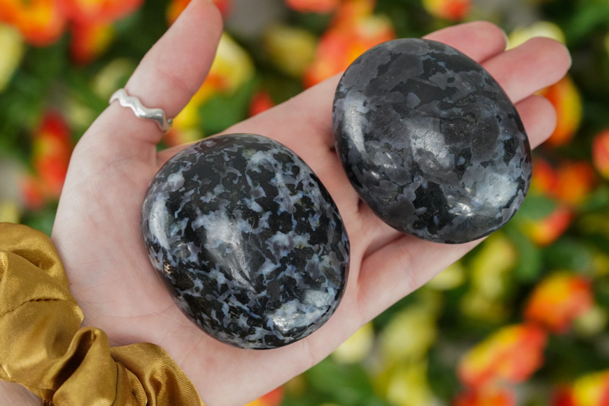 Indigo Gabbro Crystal Palm Stone Mystical Merlinite