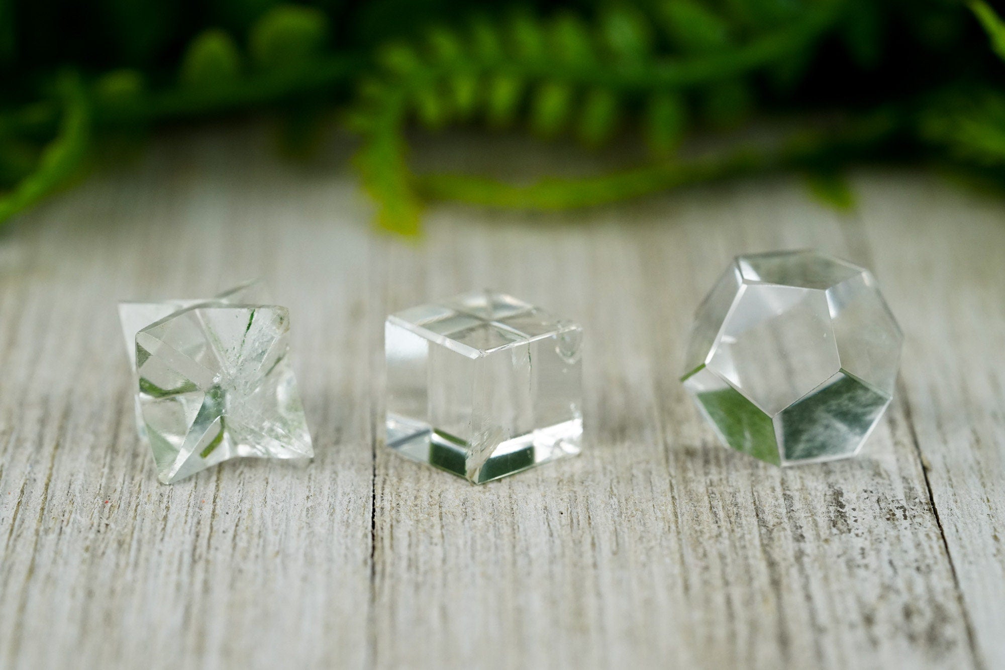 Clear Quartz Crystal Platonic solids set 7 Pieces