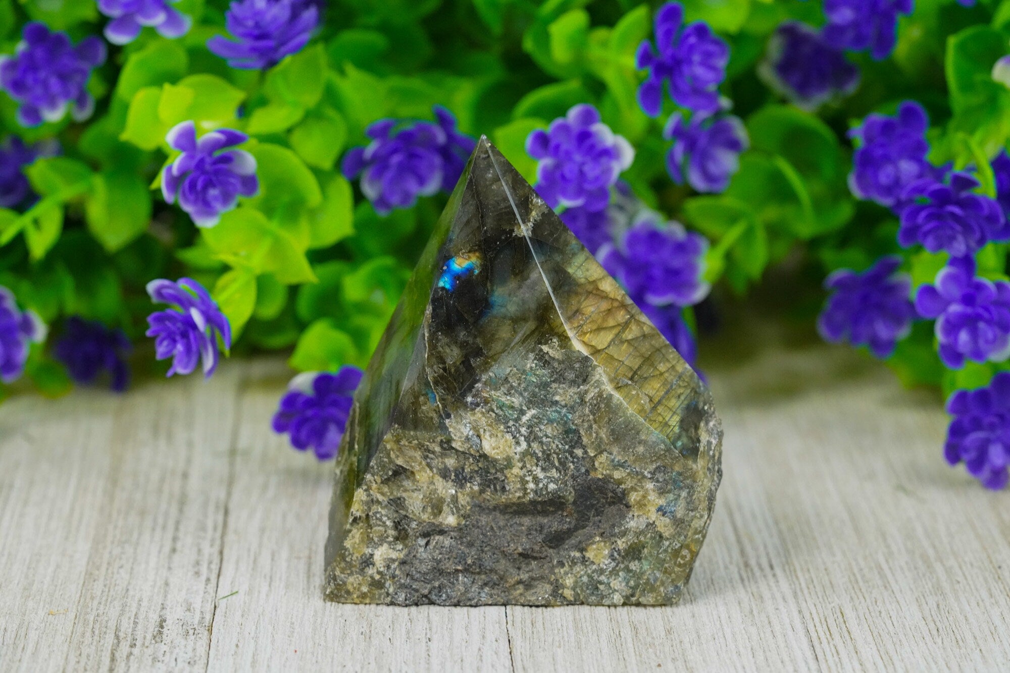 Large Raw Labradorite Polished Crystal Point