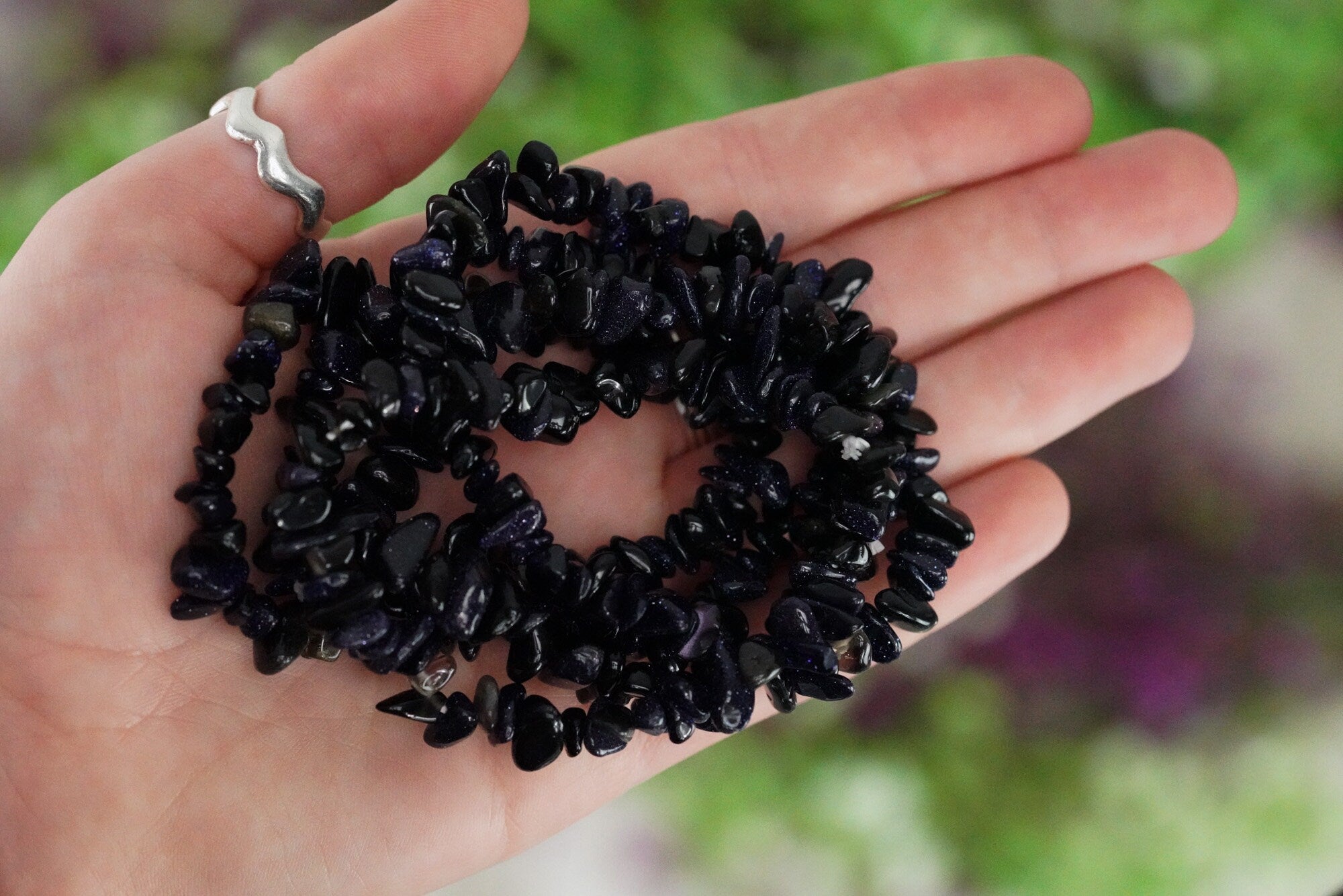 Blue Sandstone Tumbled Stone Crystal Chip Bracelet