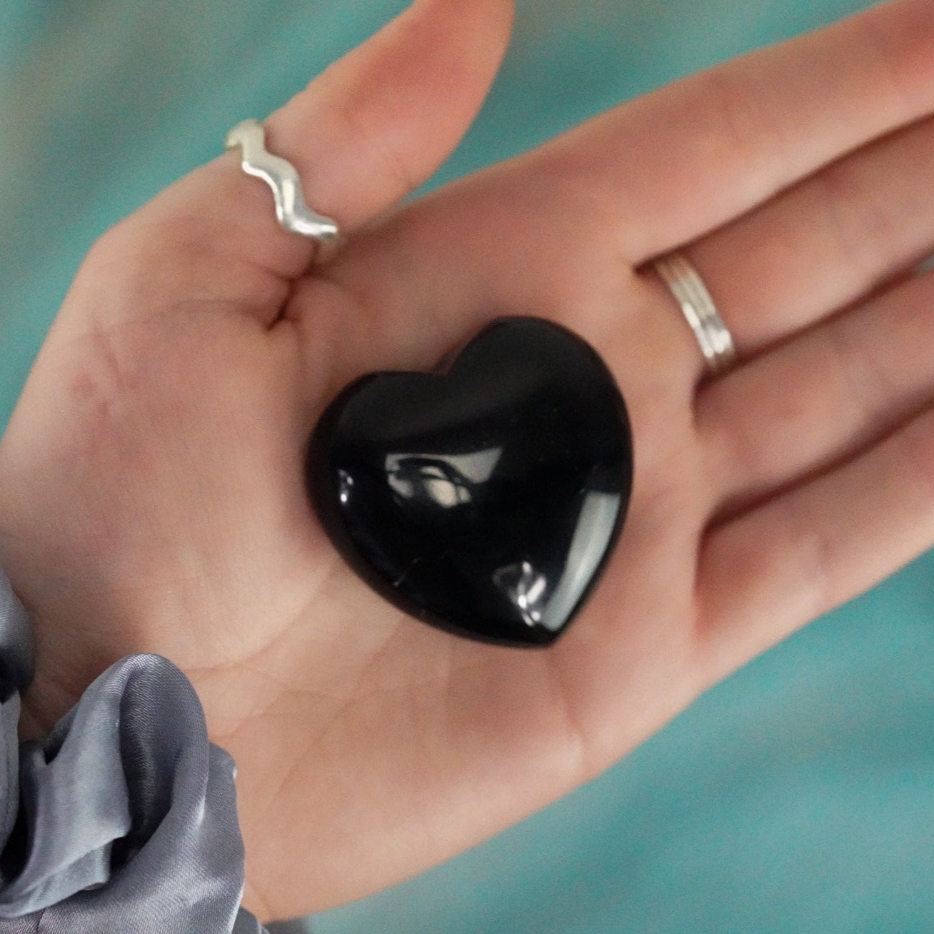 Large Obsidian Crystal Heart