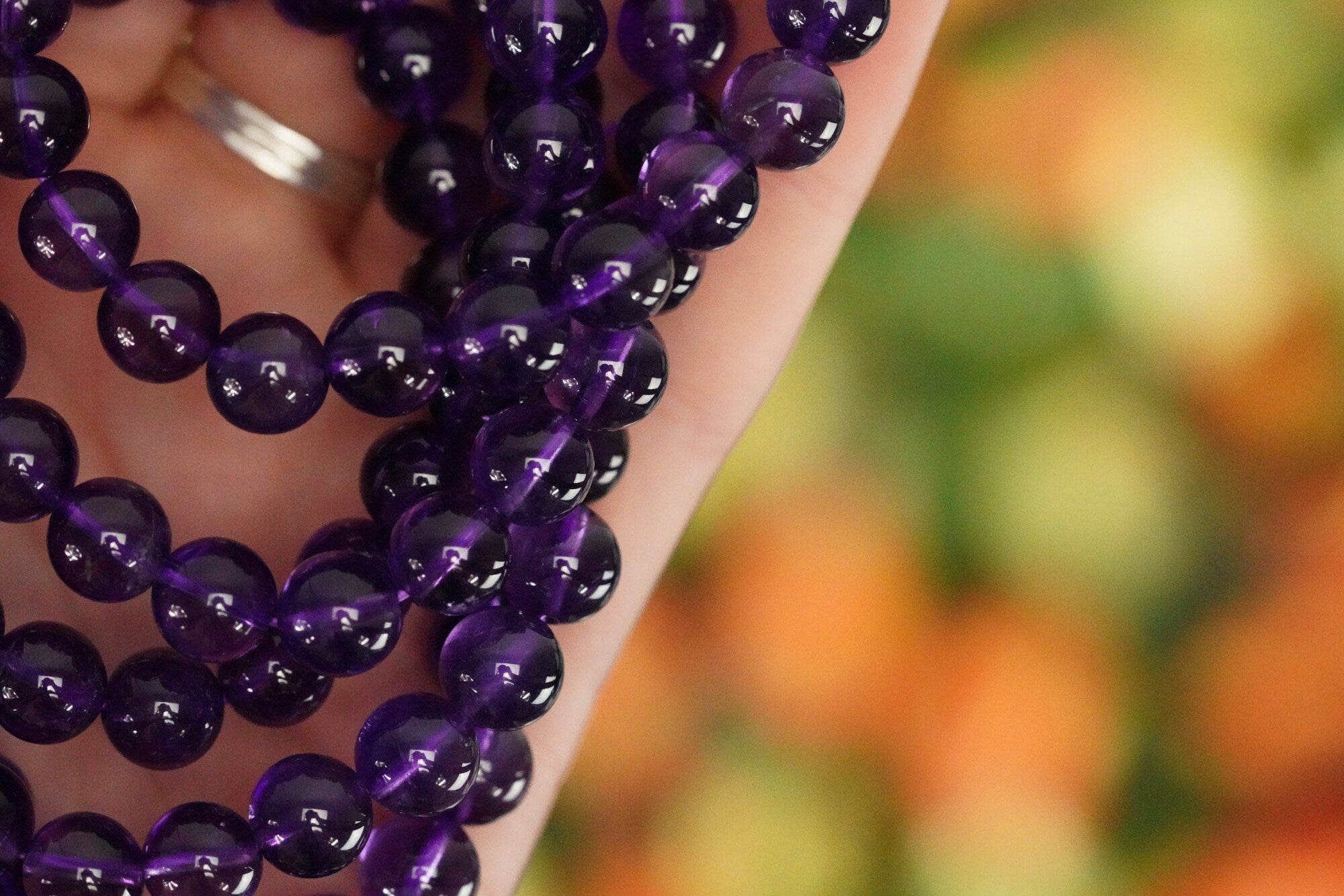 Amethyst 8mm beads Crystal Bracelet