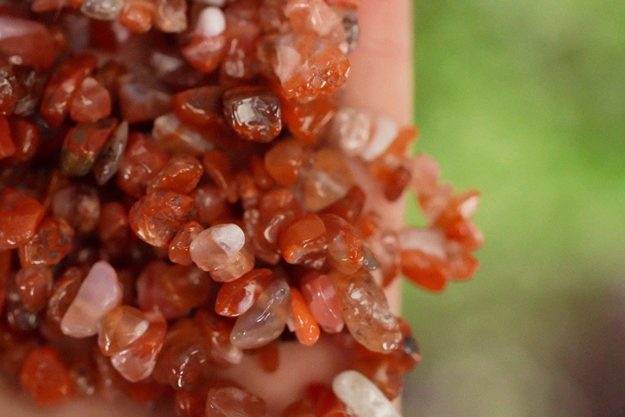 Carnelian Tumbled Stone Crystal Chip Bracelet