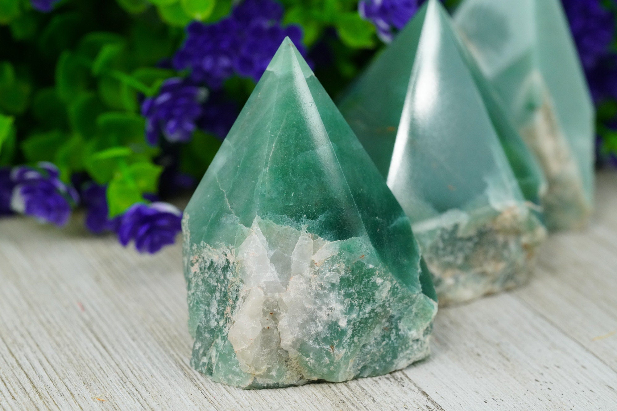 Large Raw Green Aventurine Polished Crystal Point