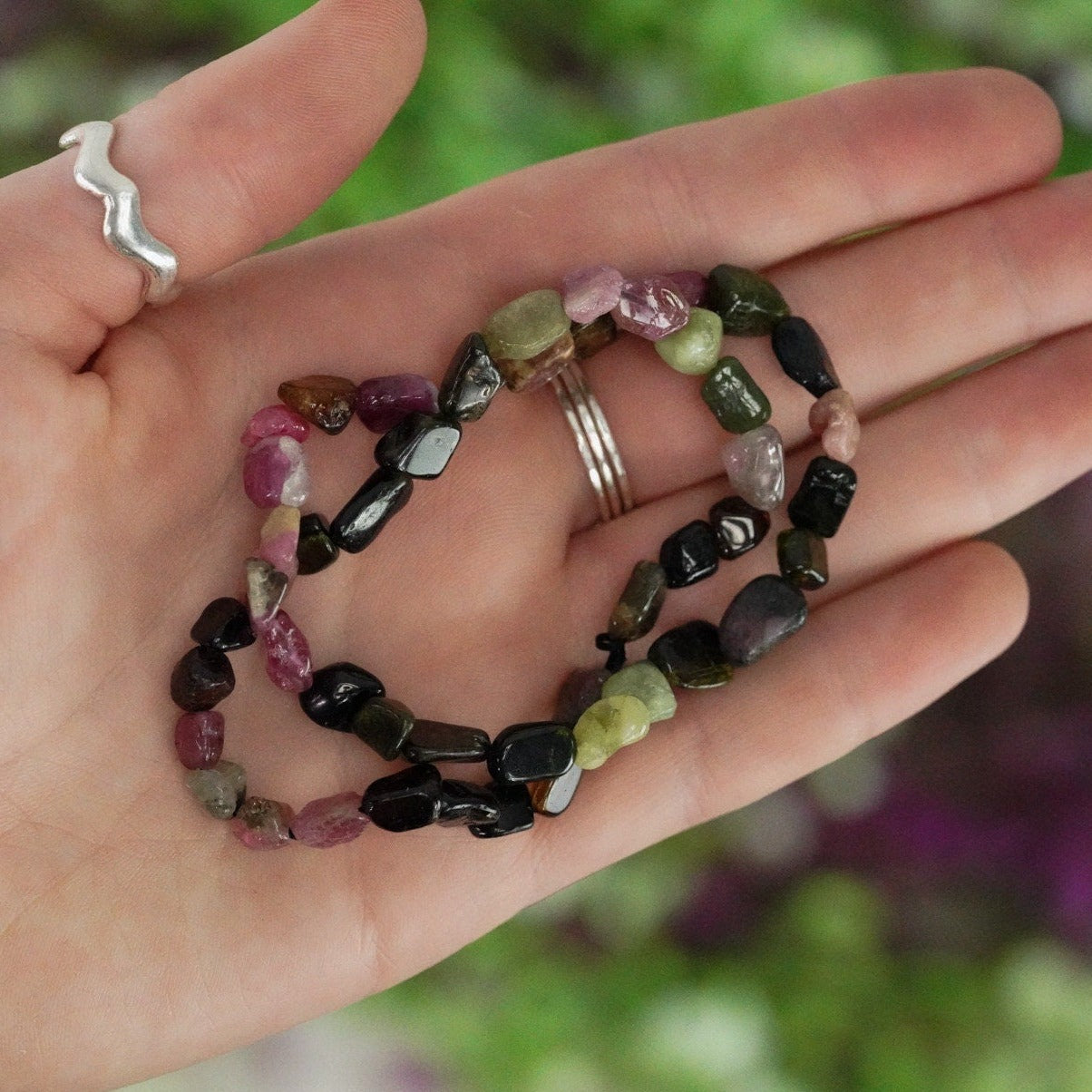 Multicolor Tourmaline Tumbled Stone Bracelet