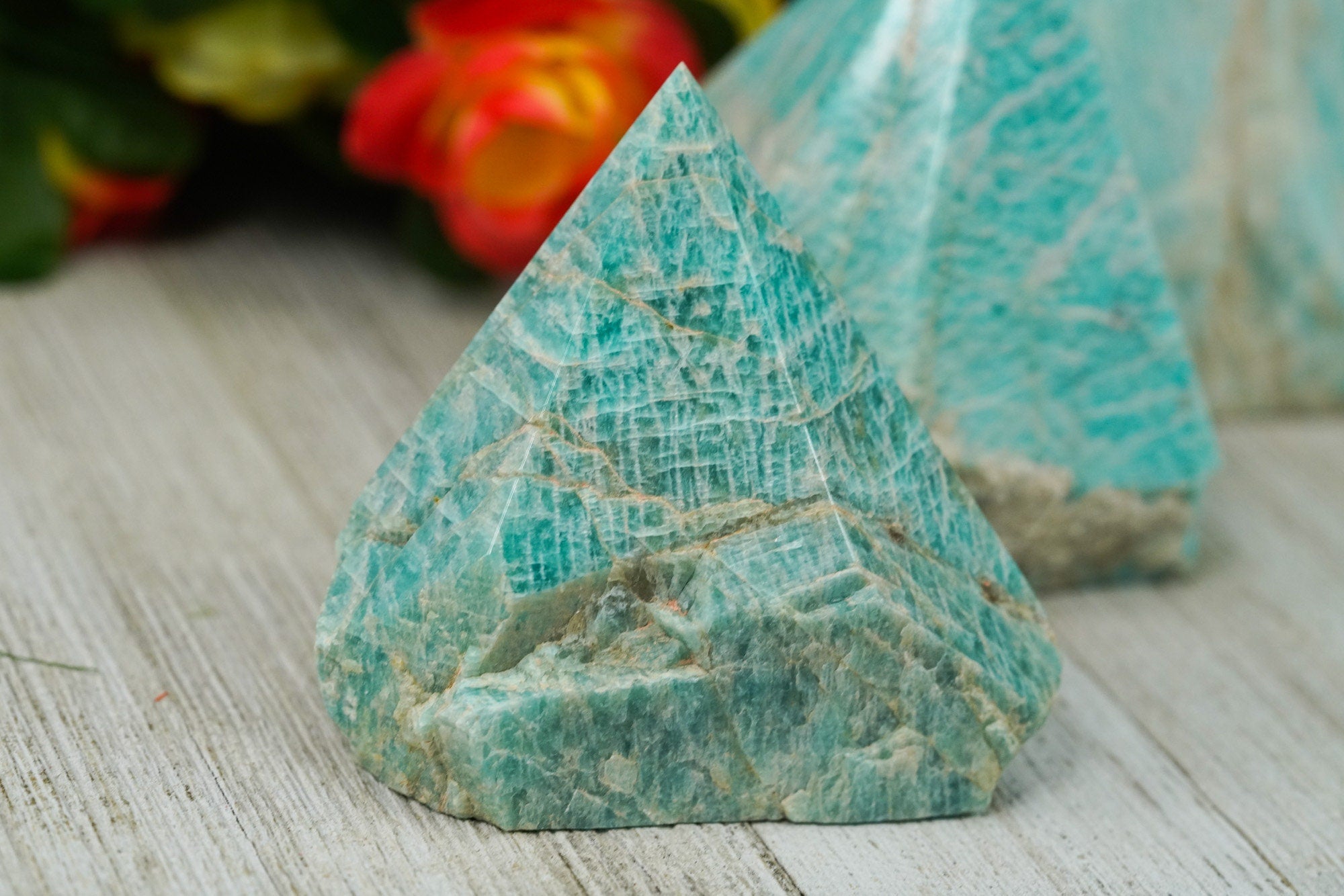 Large Raw Amazonite Polished Crystal Point