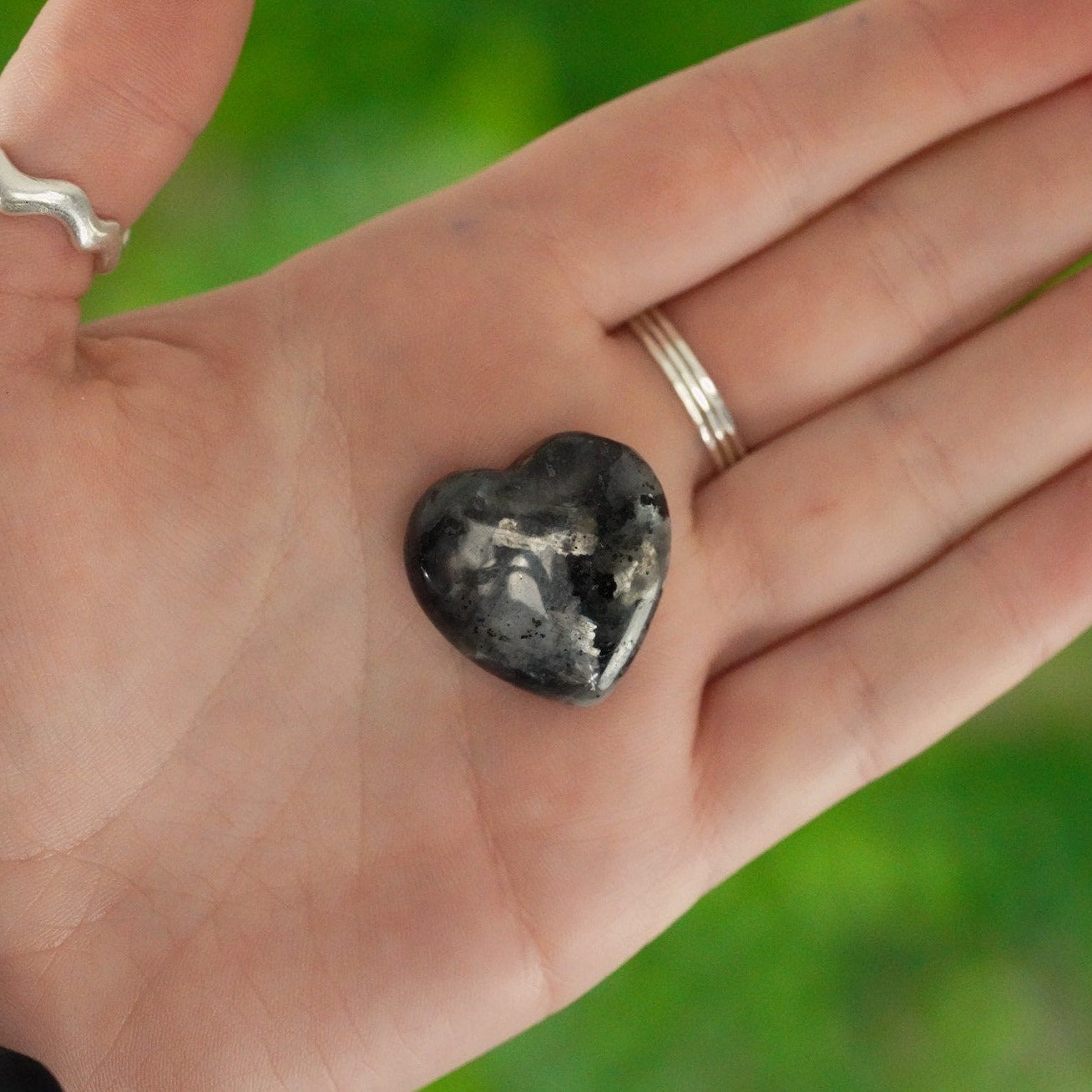 Small Larvikite Crystal Heart