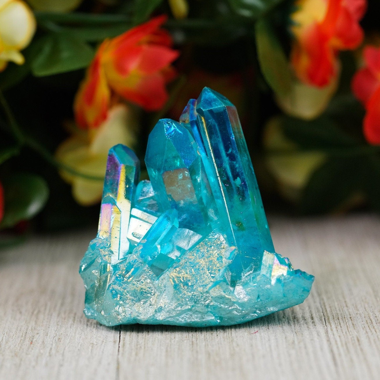 Blue Aura Quartz Crystal Cluster