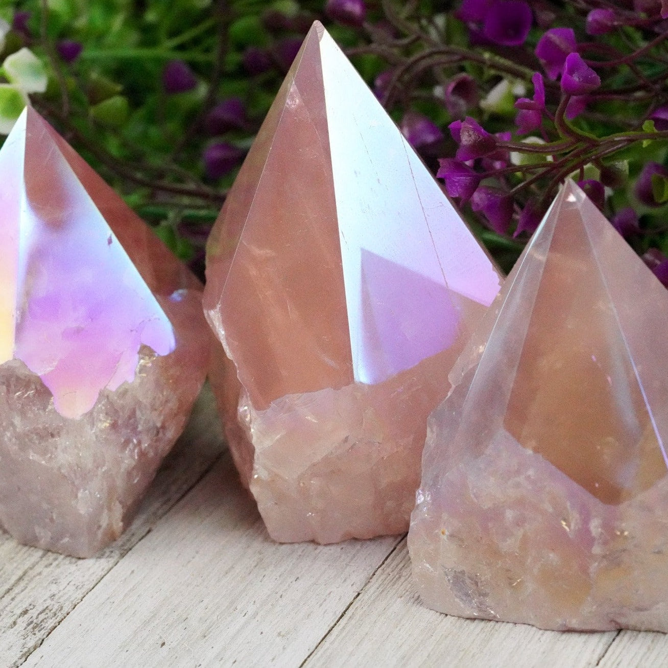 Large Raw Aura Rose Quartz Point