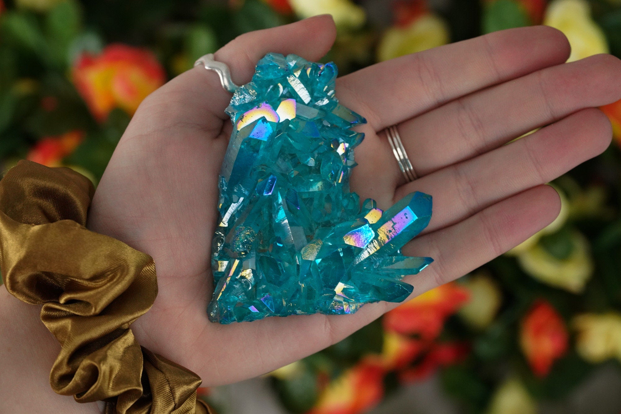 Blue Aura Quartz Crystal Cluster