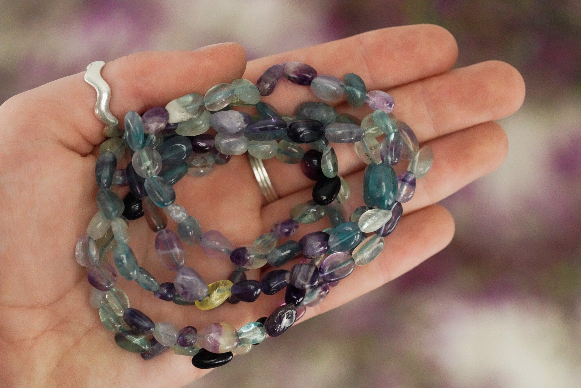 Rainbow Fluorite Tumbled Stone Bracelet