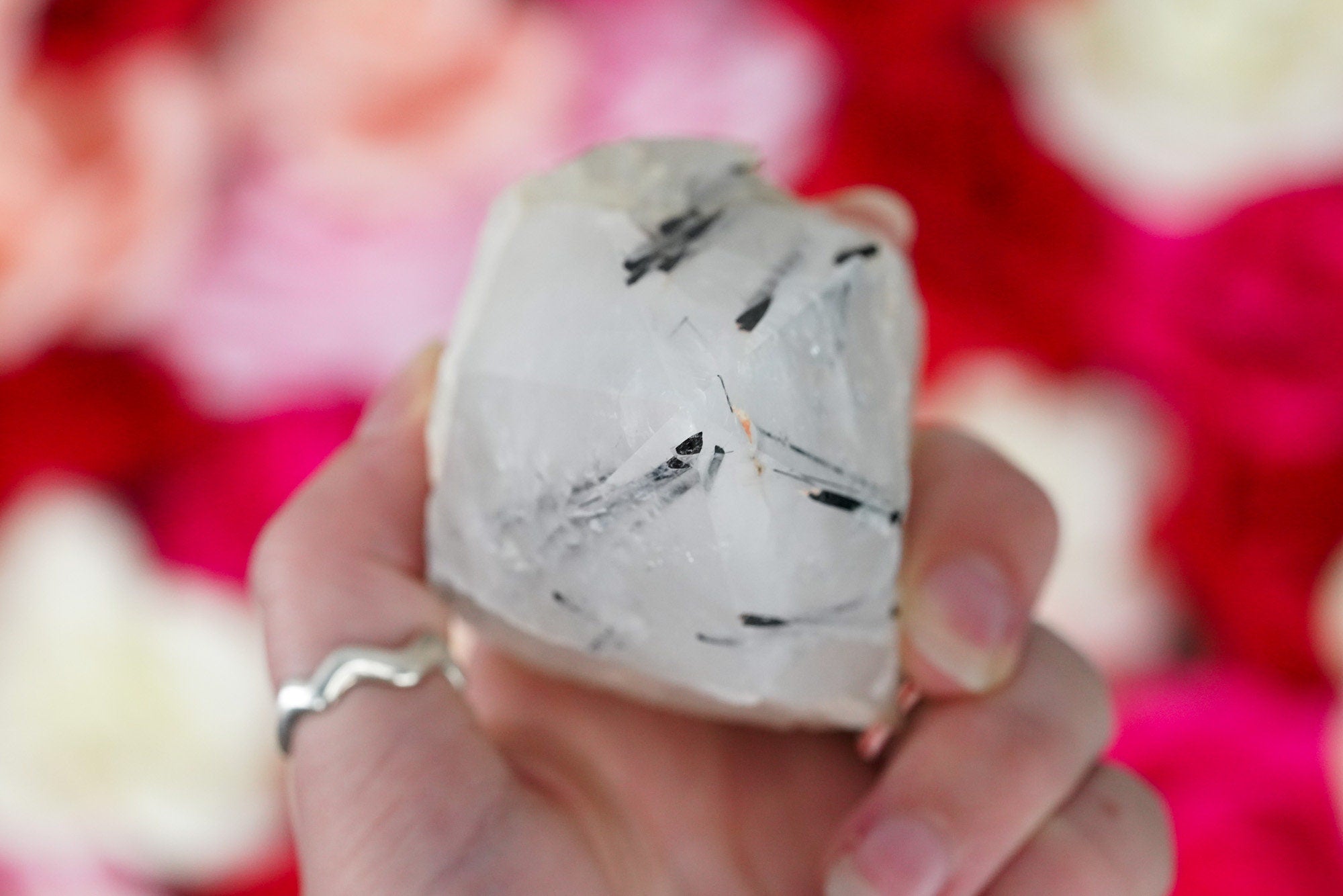 Large Raw Tourmalinated Quartz Polished Crystal Point