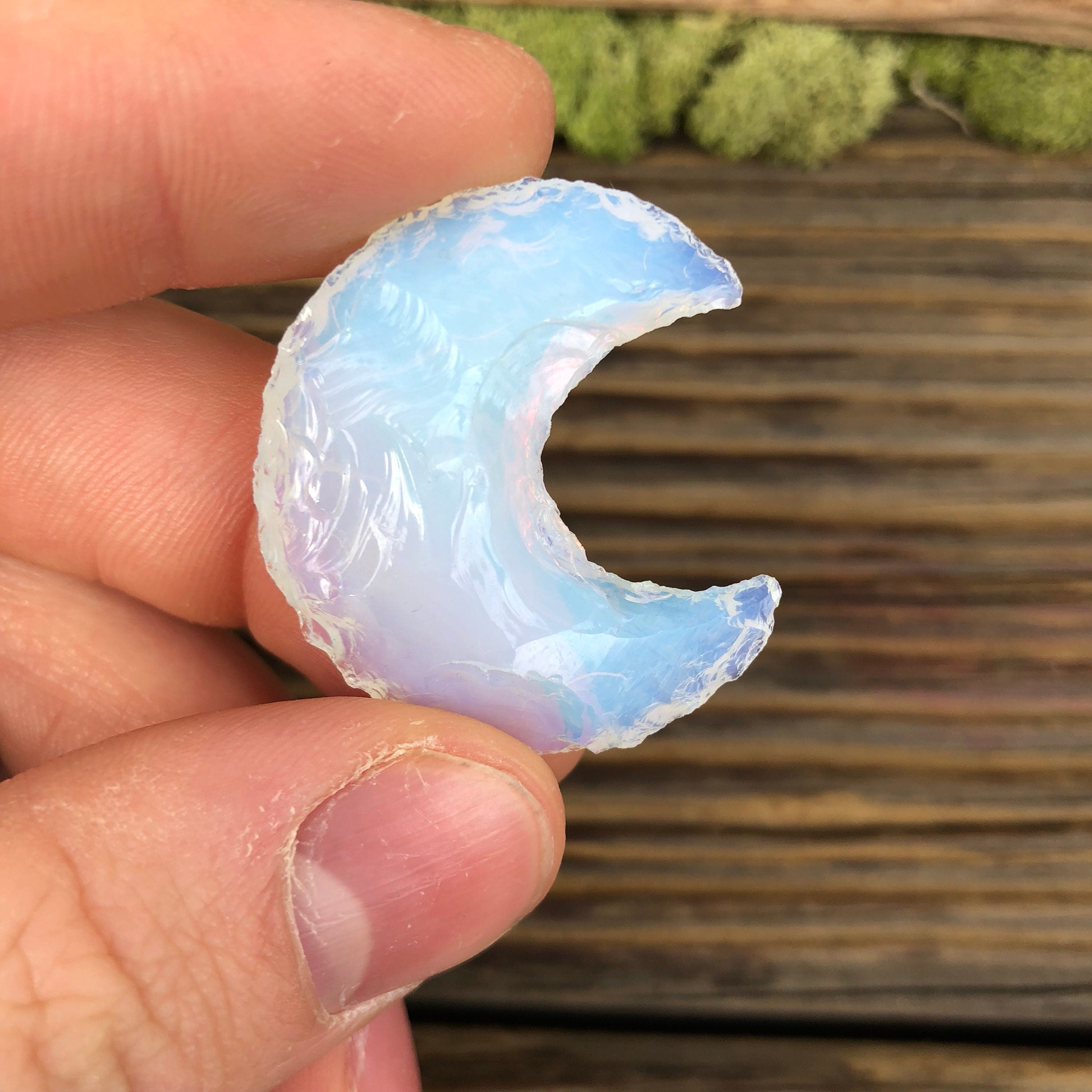 Opalite Crystal Crescent Moon