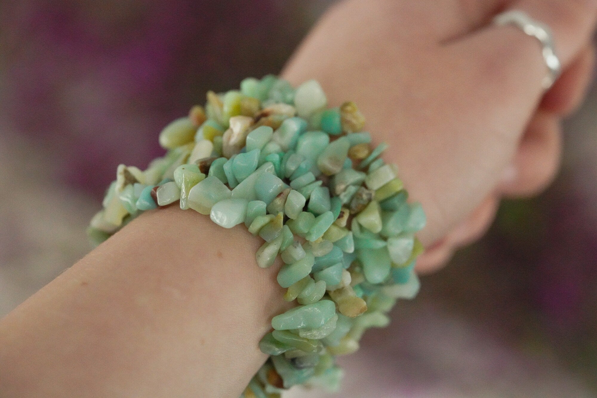 Amazonite Tumbled Stone Crystal Chip Bracelet