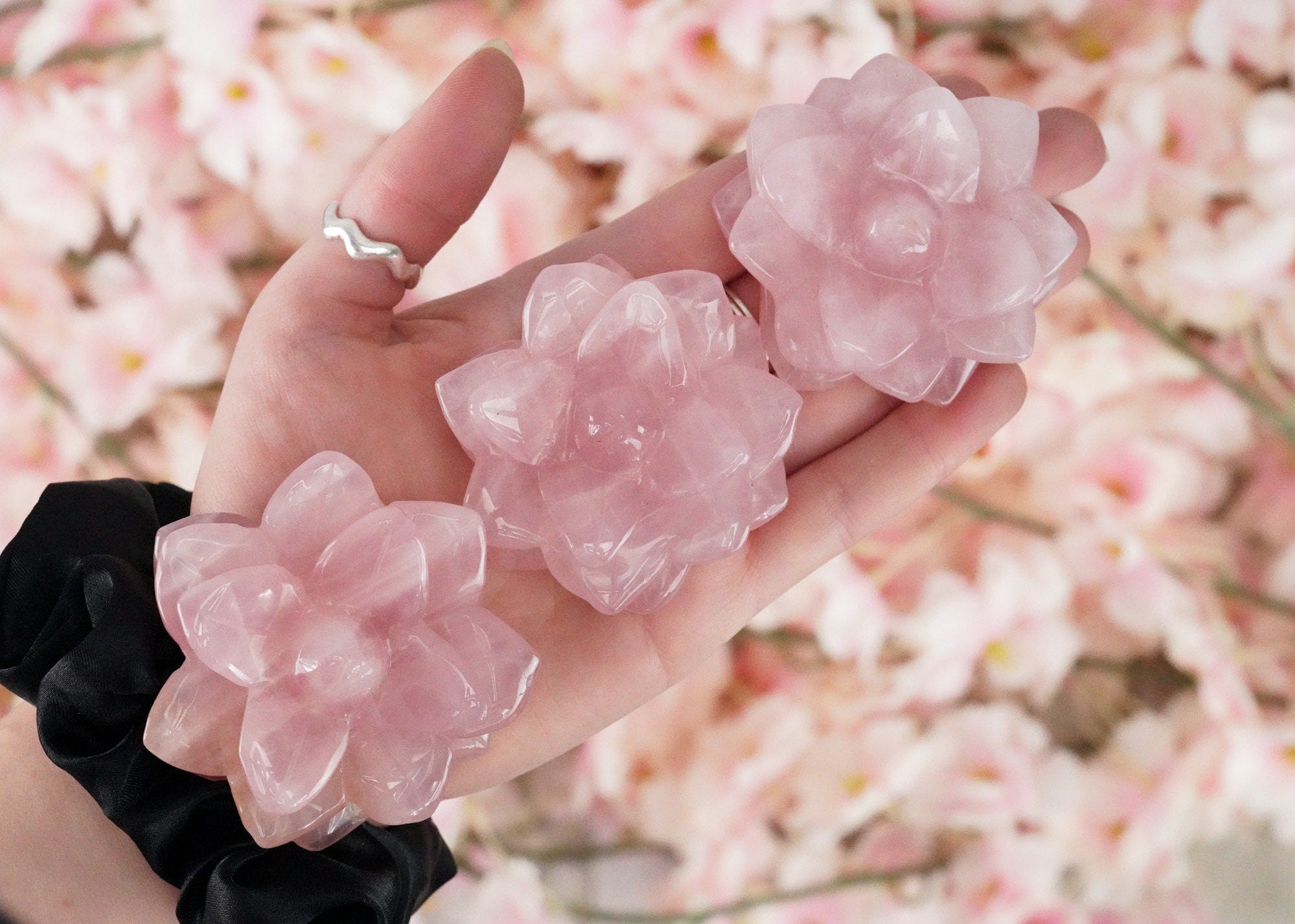 Rose Quartz Large Carved Lotus