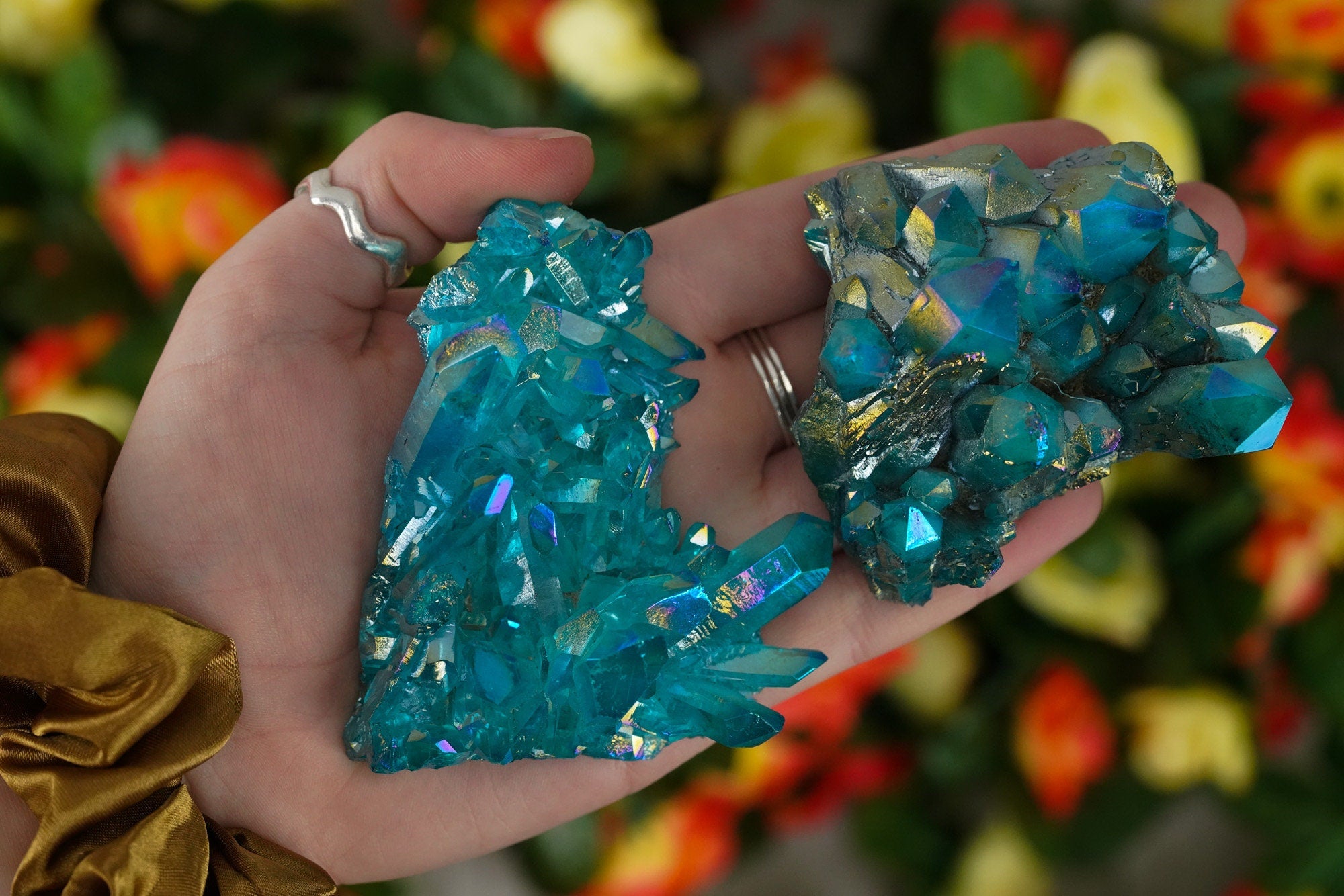 Blue Aura Quartz Crystal Cluster