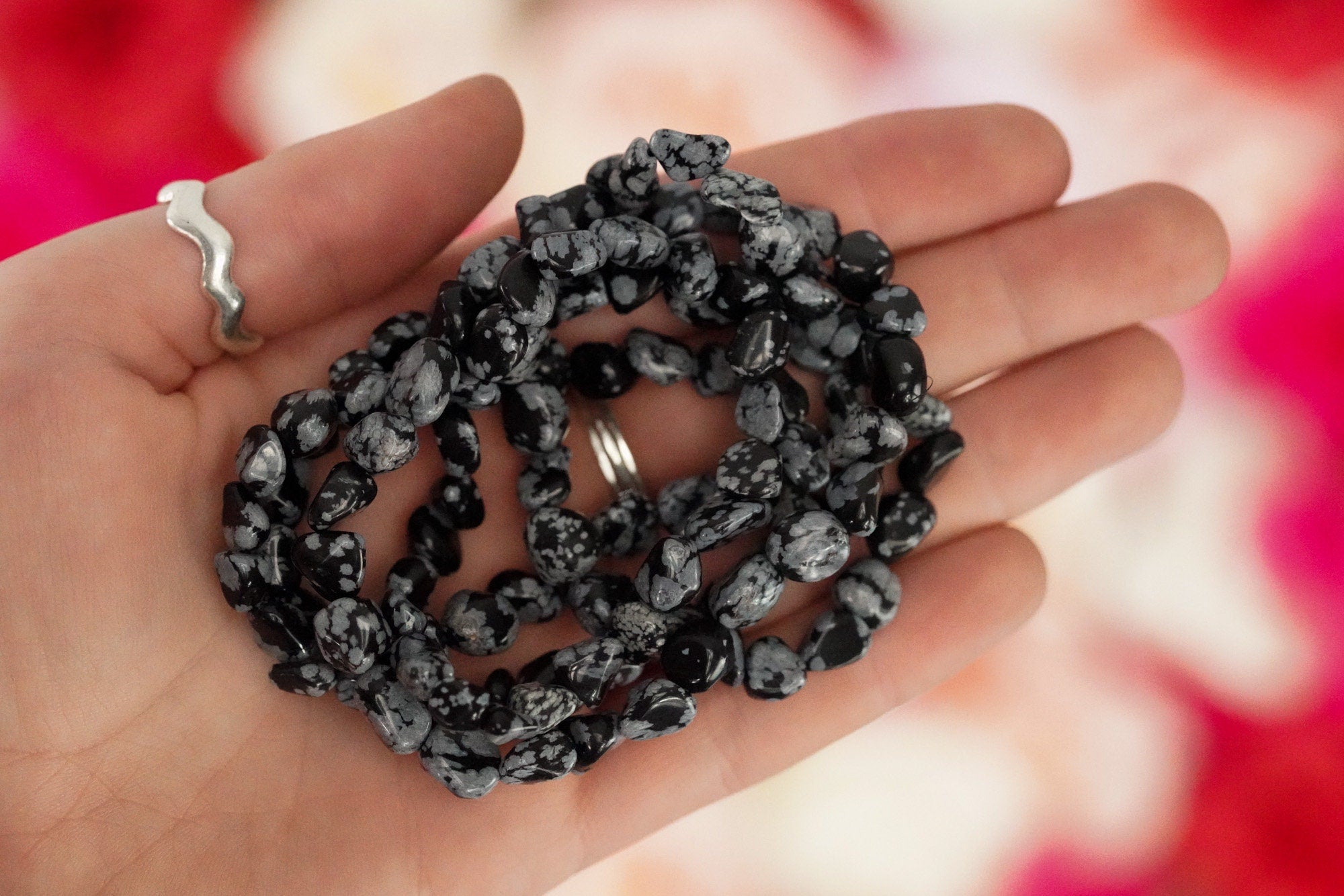 Snowflake Obsidian Tumbled Stone Bracelet