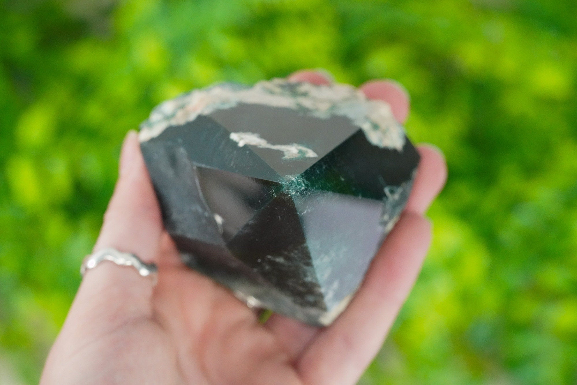 Large Raw Moss Agate Polished Crystal Point