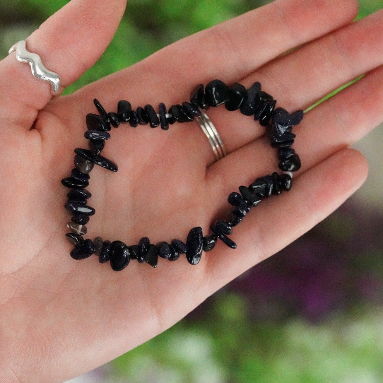 Blue Sandstone Tumbled Stone Crystal Chip Bracelet