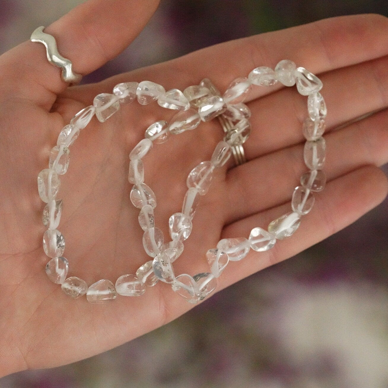 Clear Quartz Tumbled Stone Bracelet