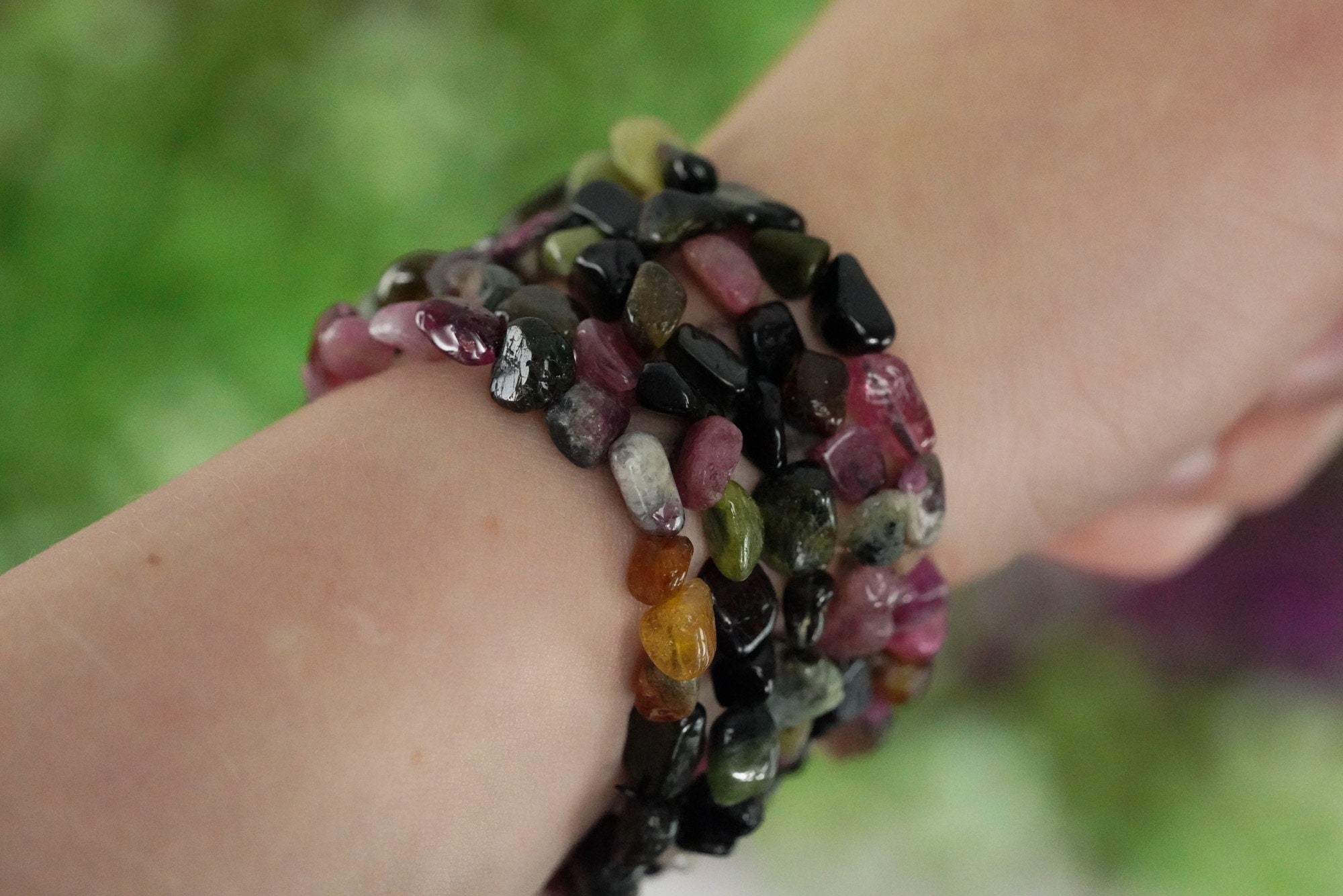 Multicolor Tourmaline Tumbled Stone Bracelet