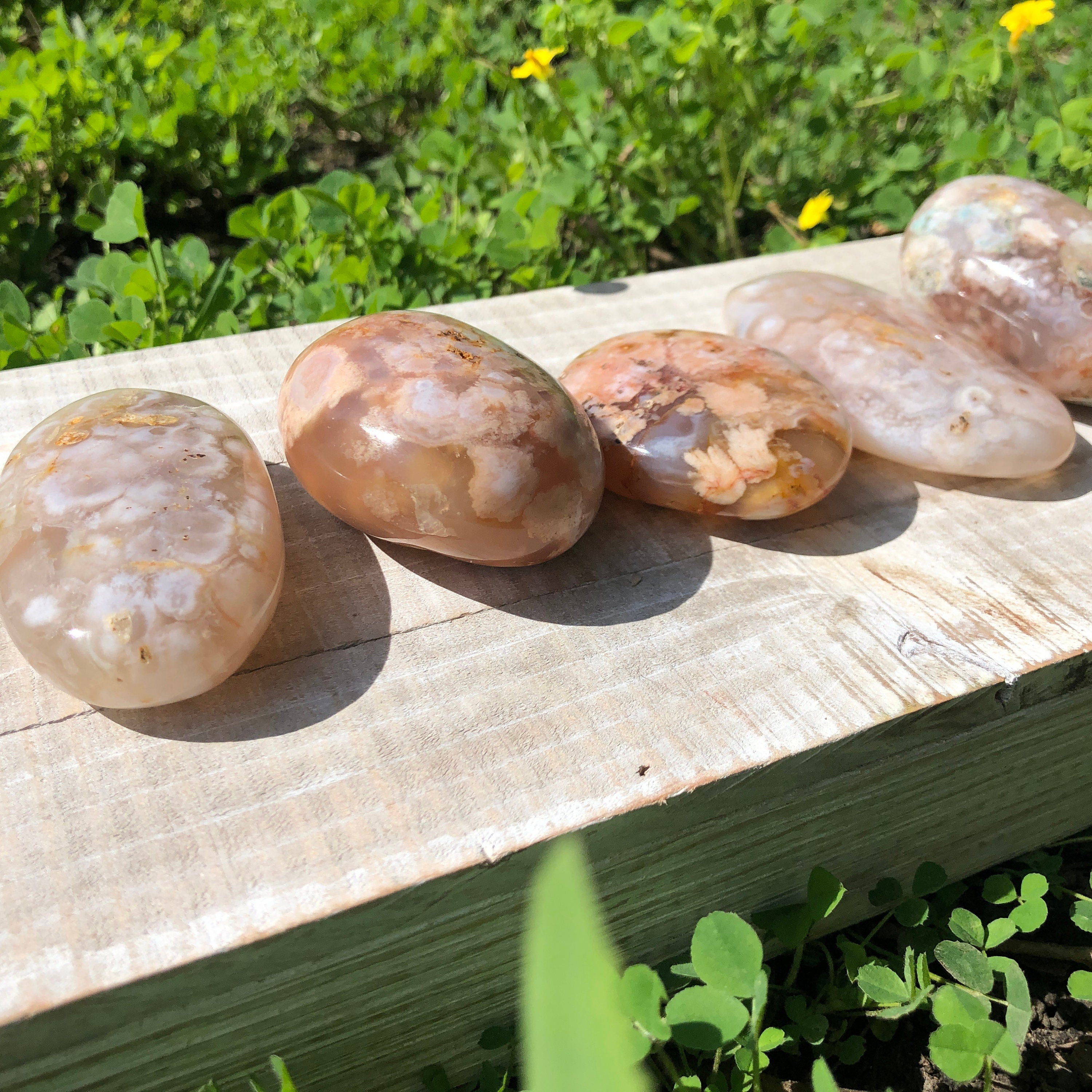 Cherry Blossom Agate Palm stone, Flower Agate, Sakura Agate