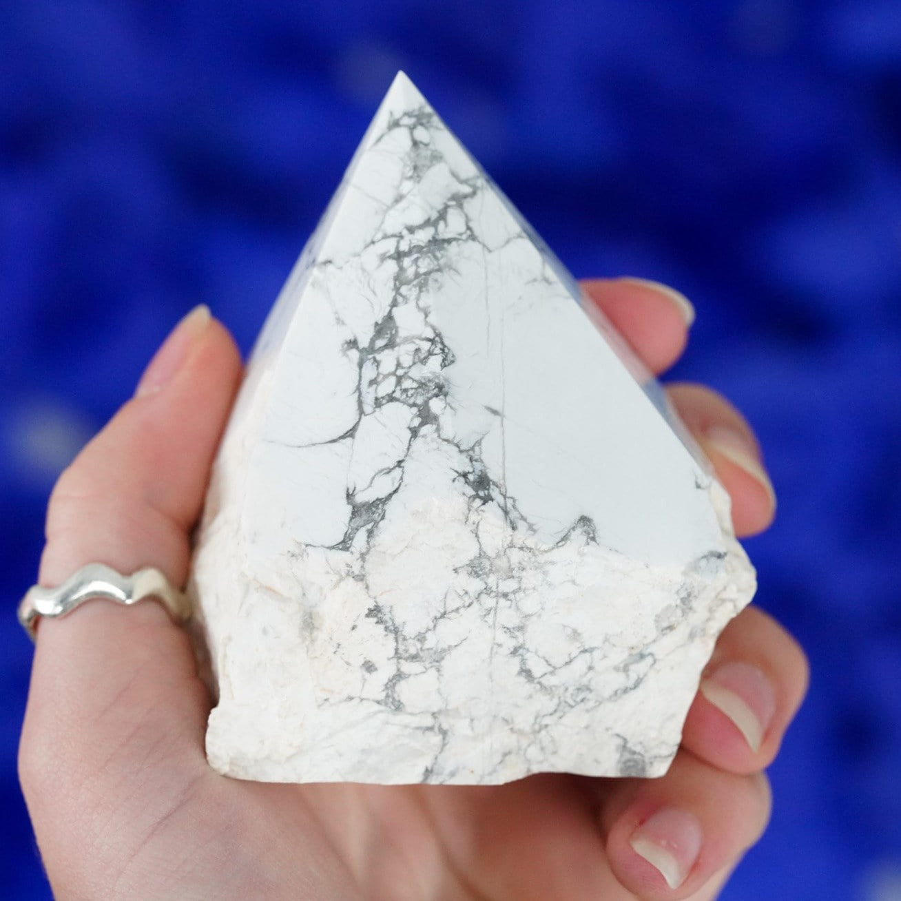 Large Raw White Howlite Polished Crystal Point