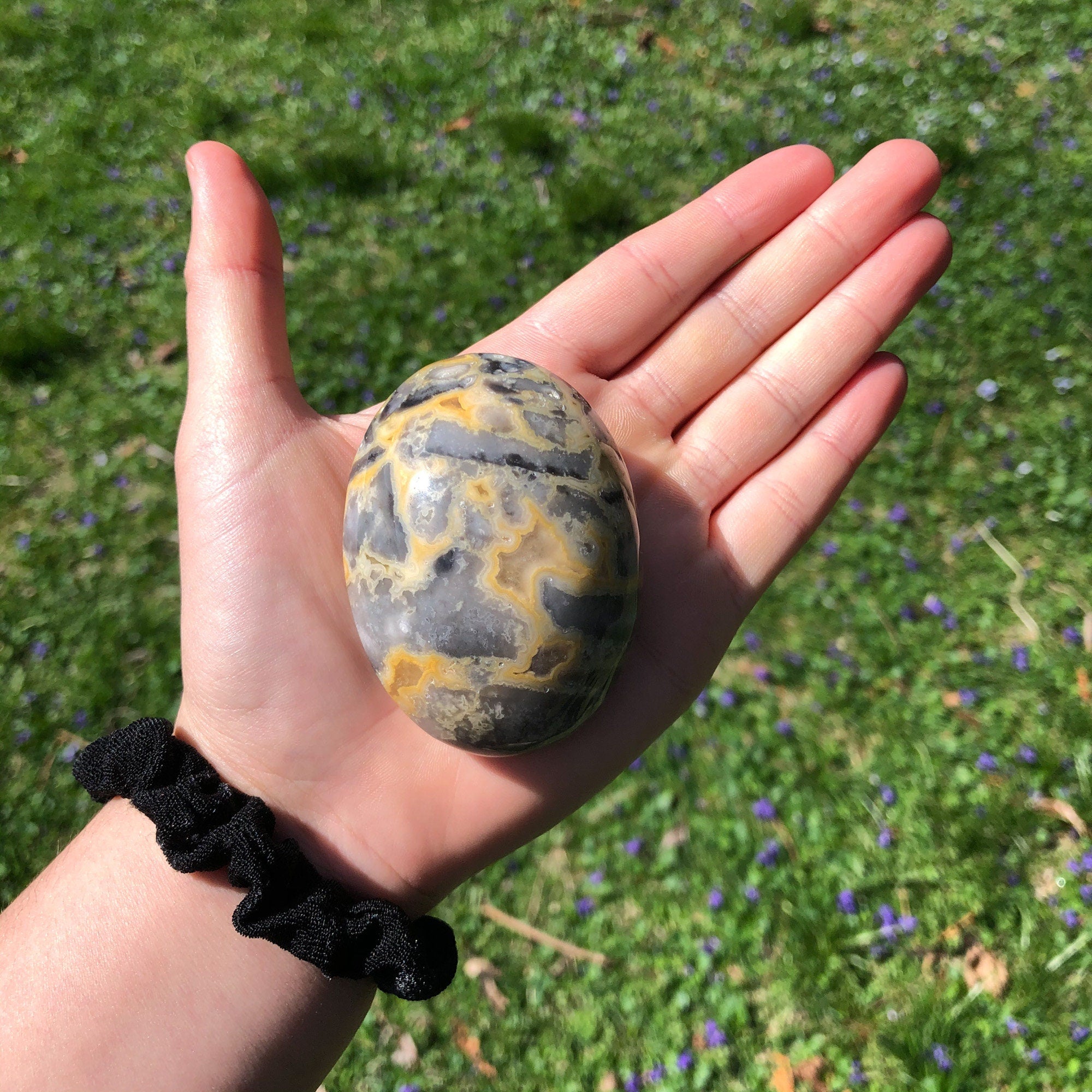 Crazy Lace Agate Palm Stone