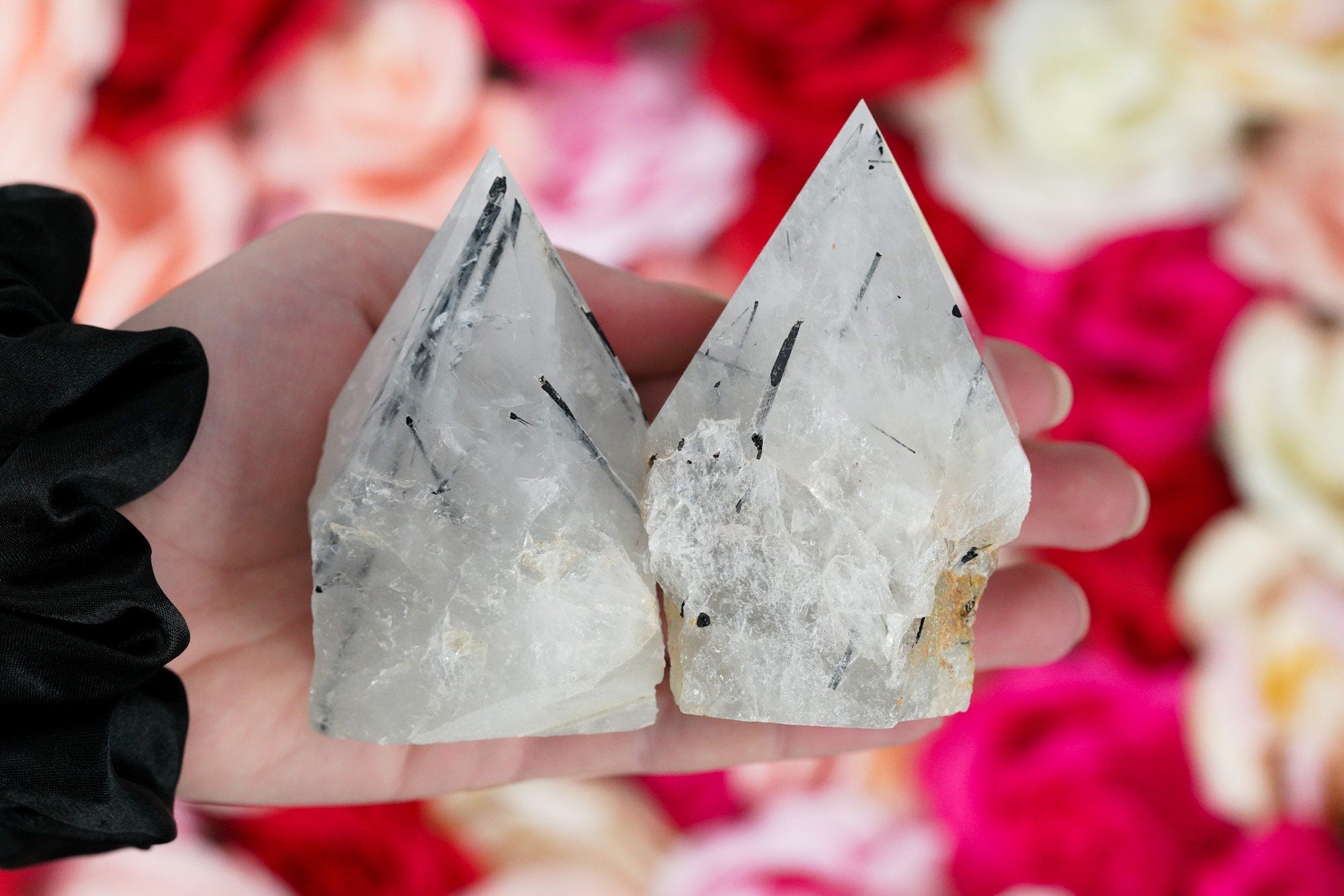 Large Raw Tourmalinated Quartz Polished Crystal Point