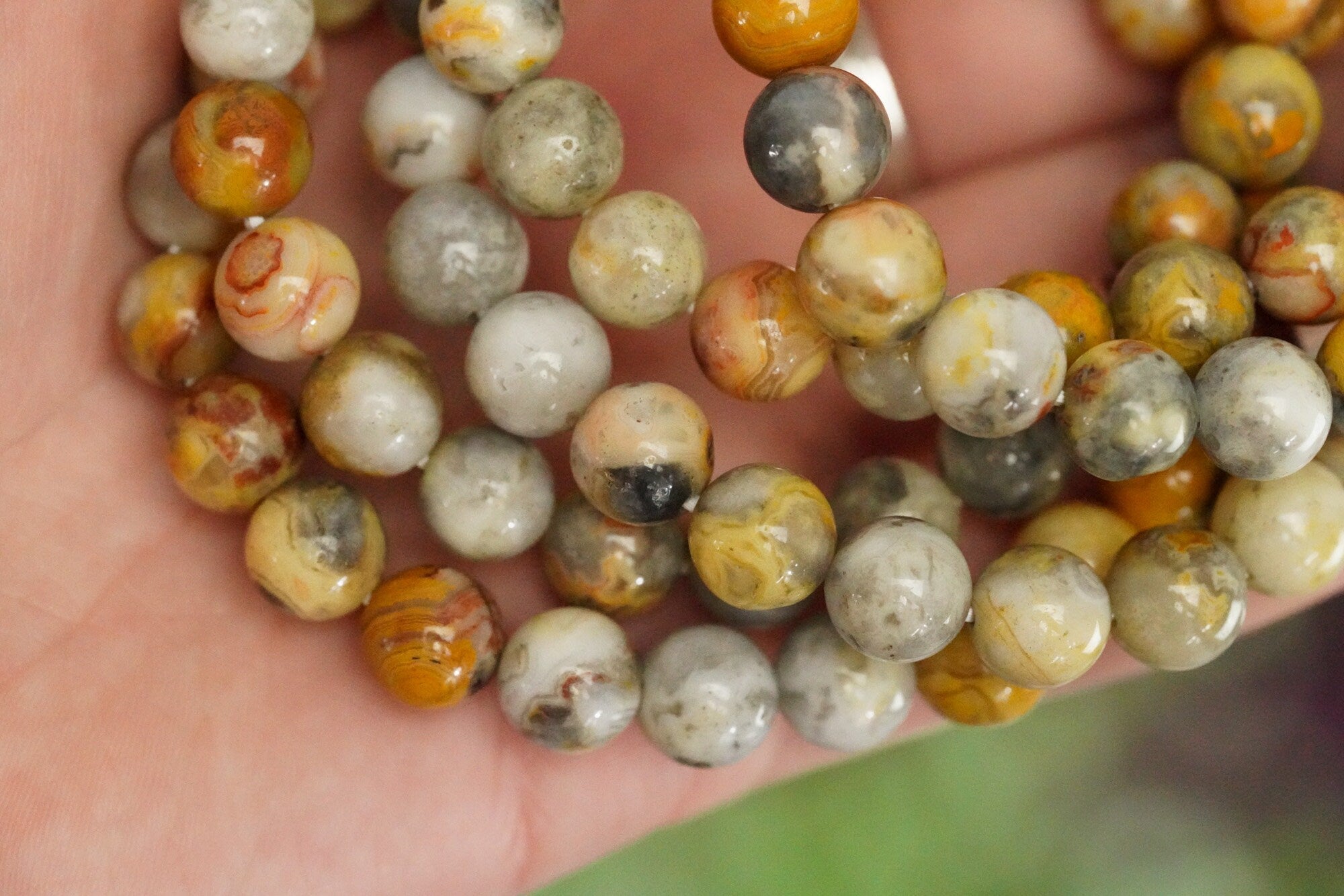 Crazy Lace Agate 8mm Round Bead Bracelet