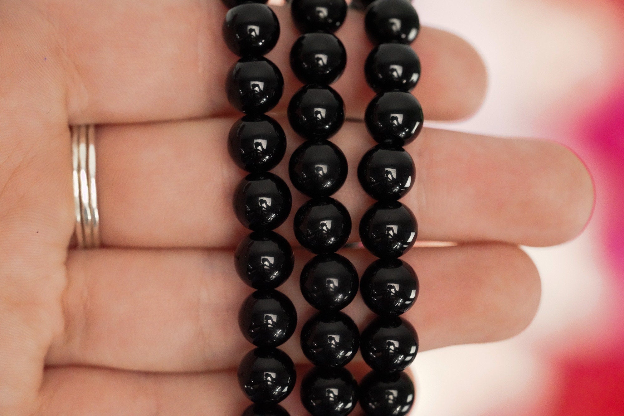 Obsidian 8mm beads Stone Crystal Bracelet