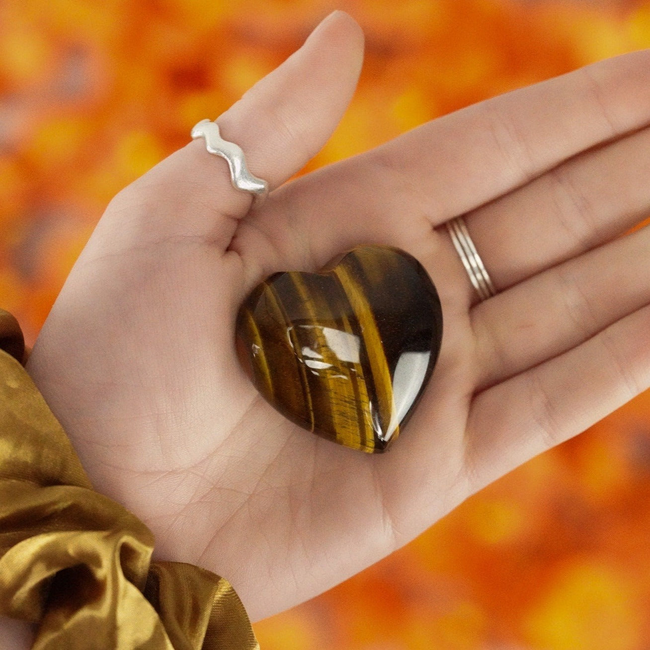 Large Tigers Eye Crystal Heart