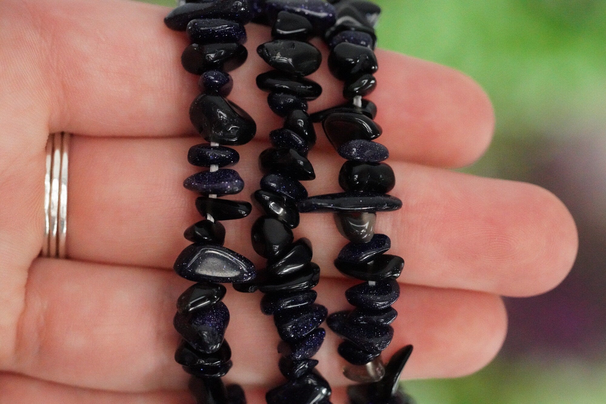 Blue Sandstone Tumbled Stone Crystal Chip Bracelet