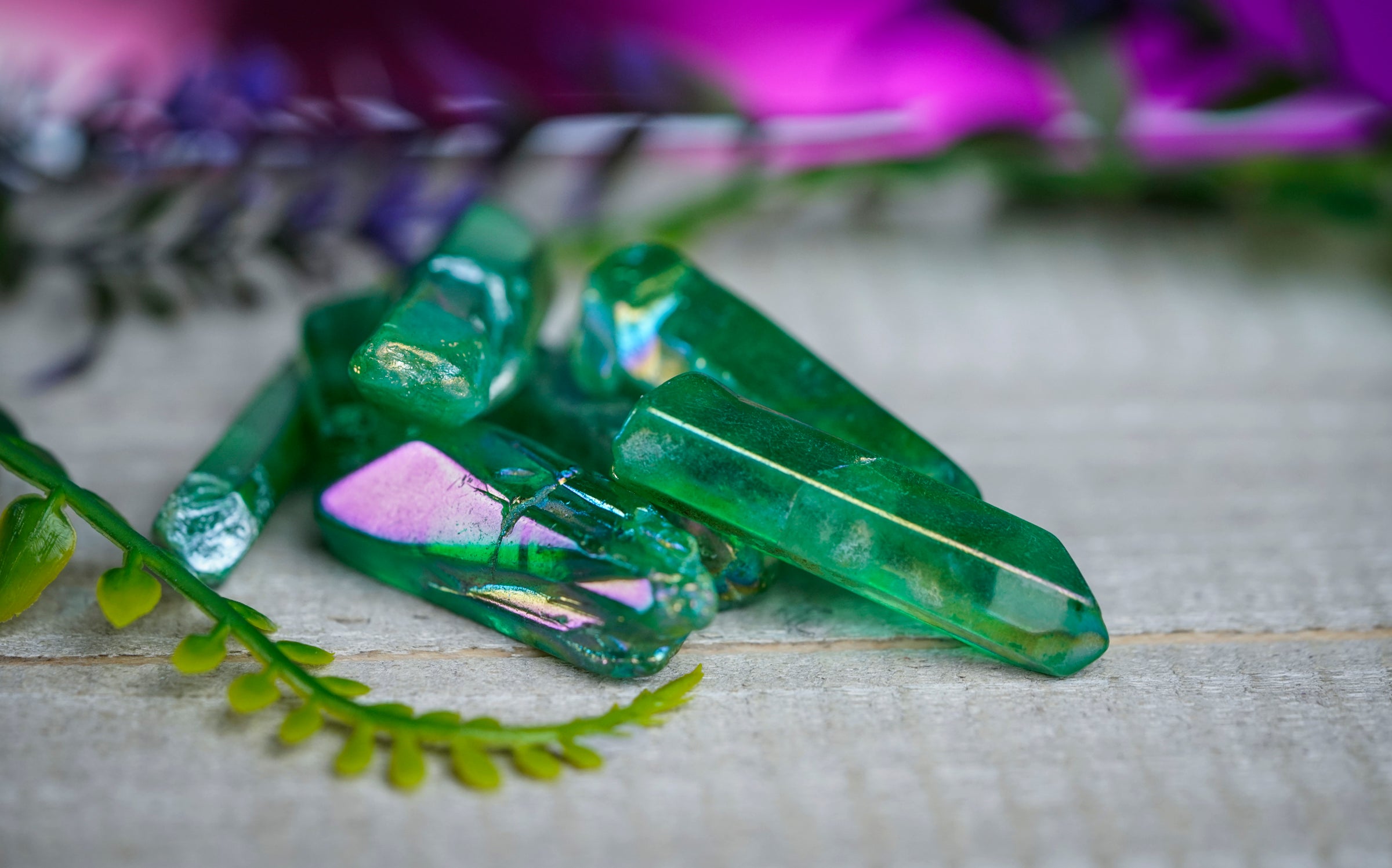 Green Aura Quartz Crystal Point