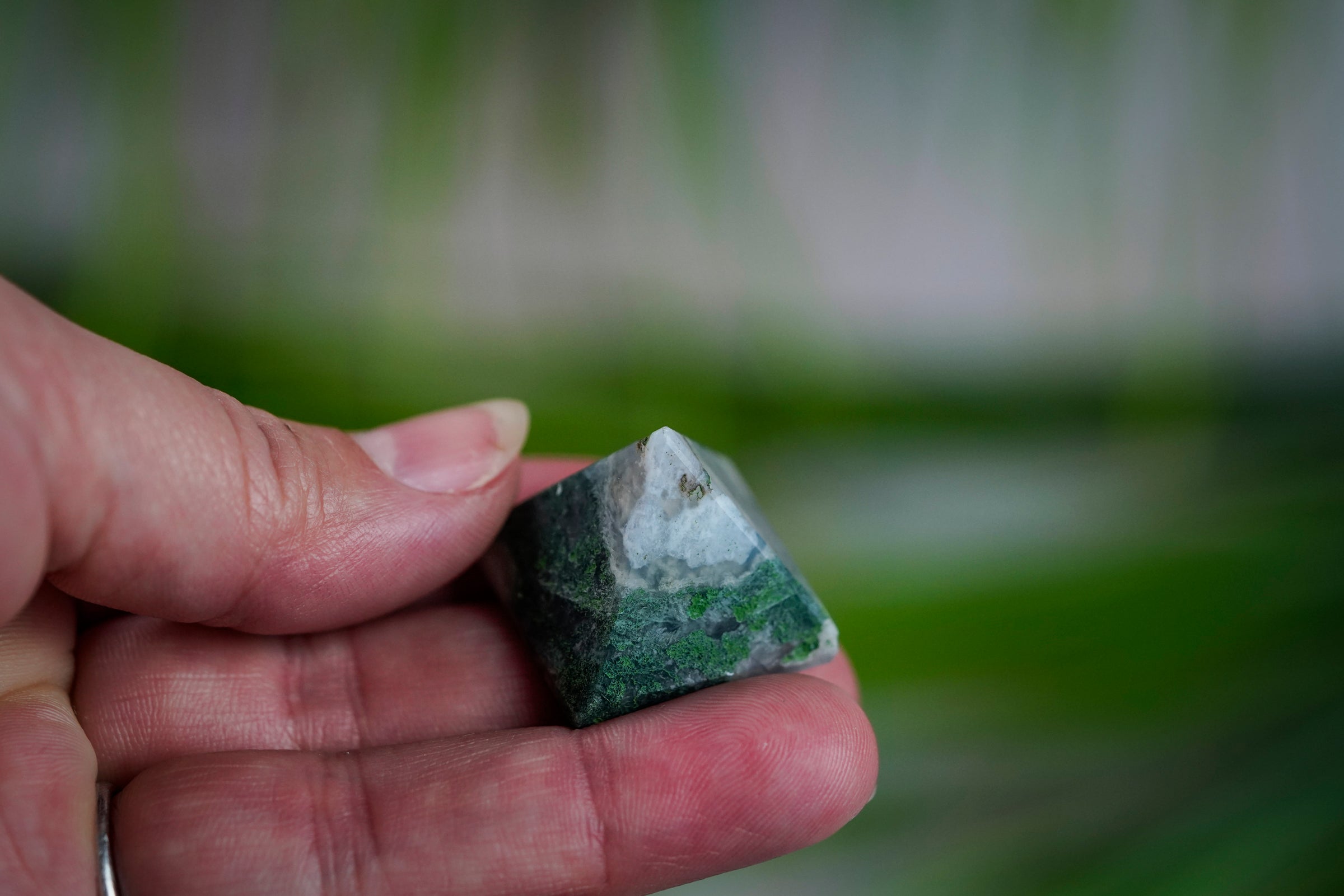 Moss Agate Crystal Pyramid