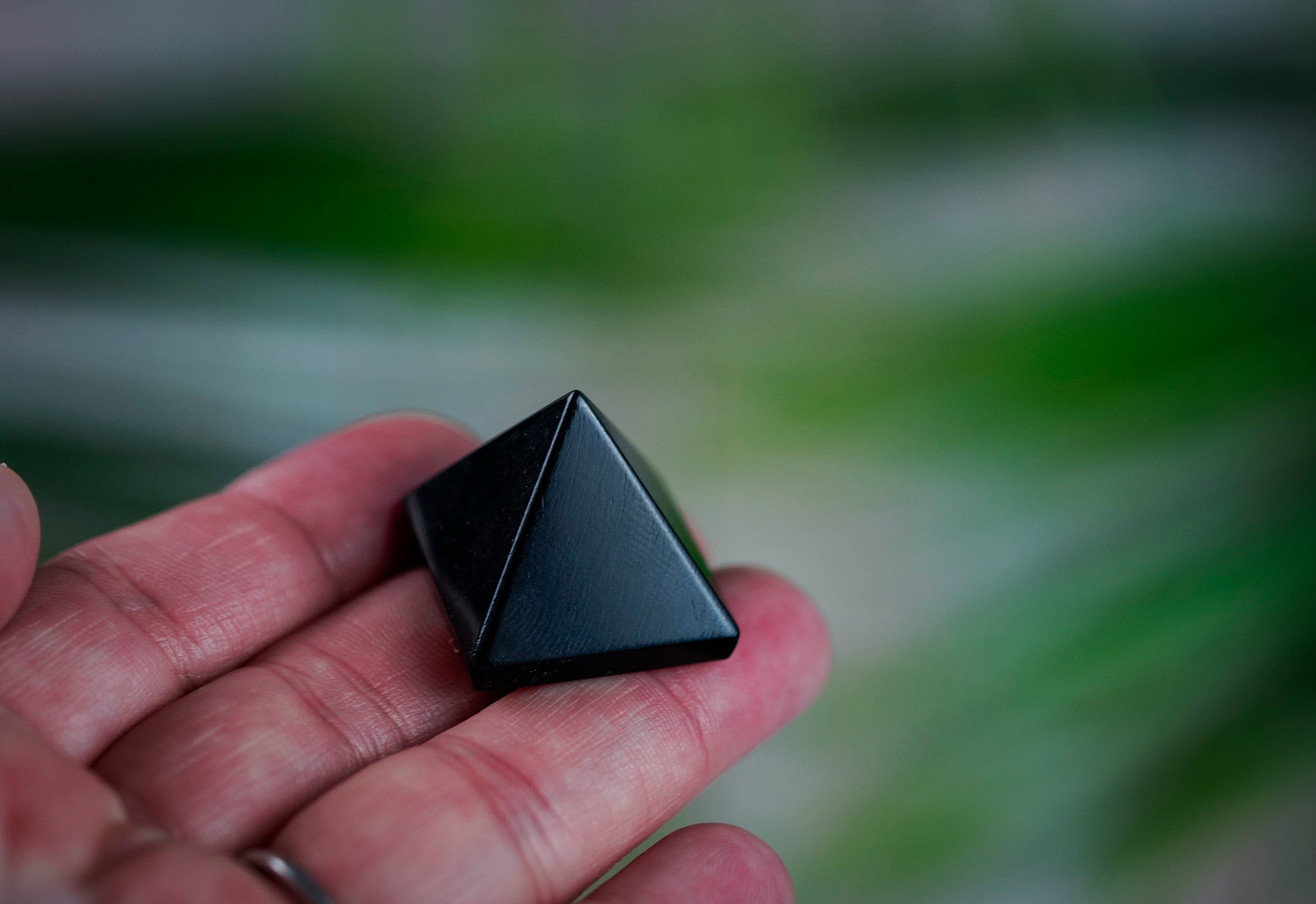 Obsidian crystal pyramid