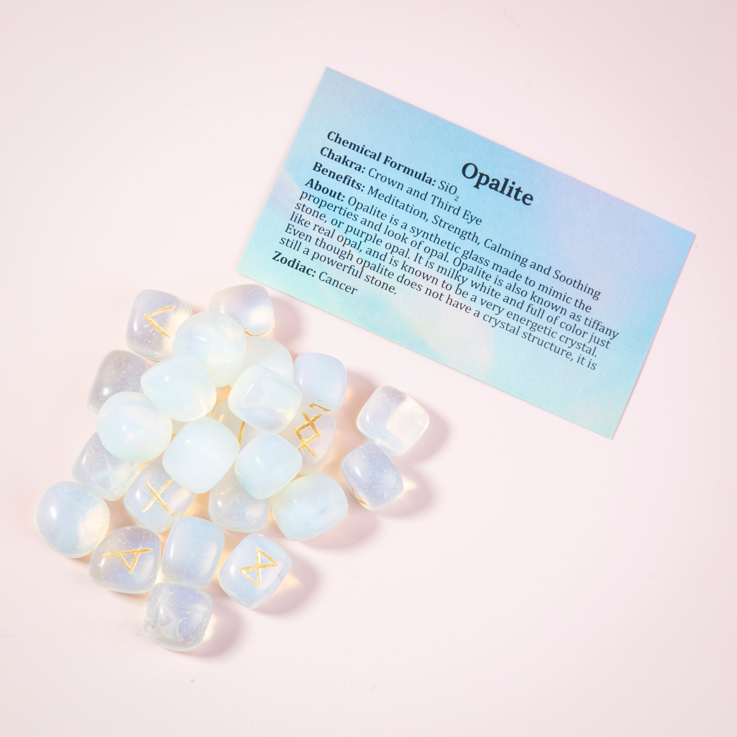 Opalite Rune Stone Set Polished Opalite Runes Elder Futhark Runestones