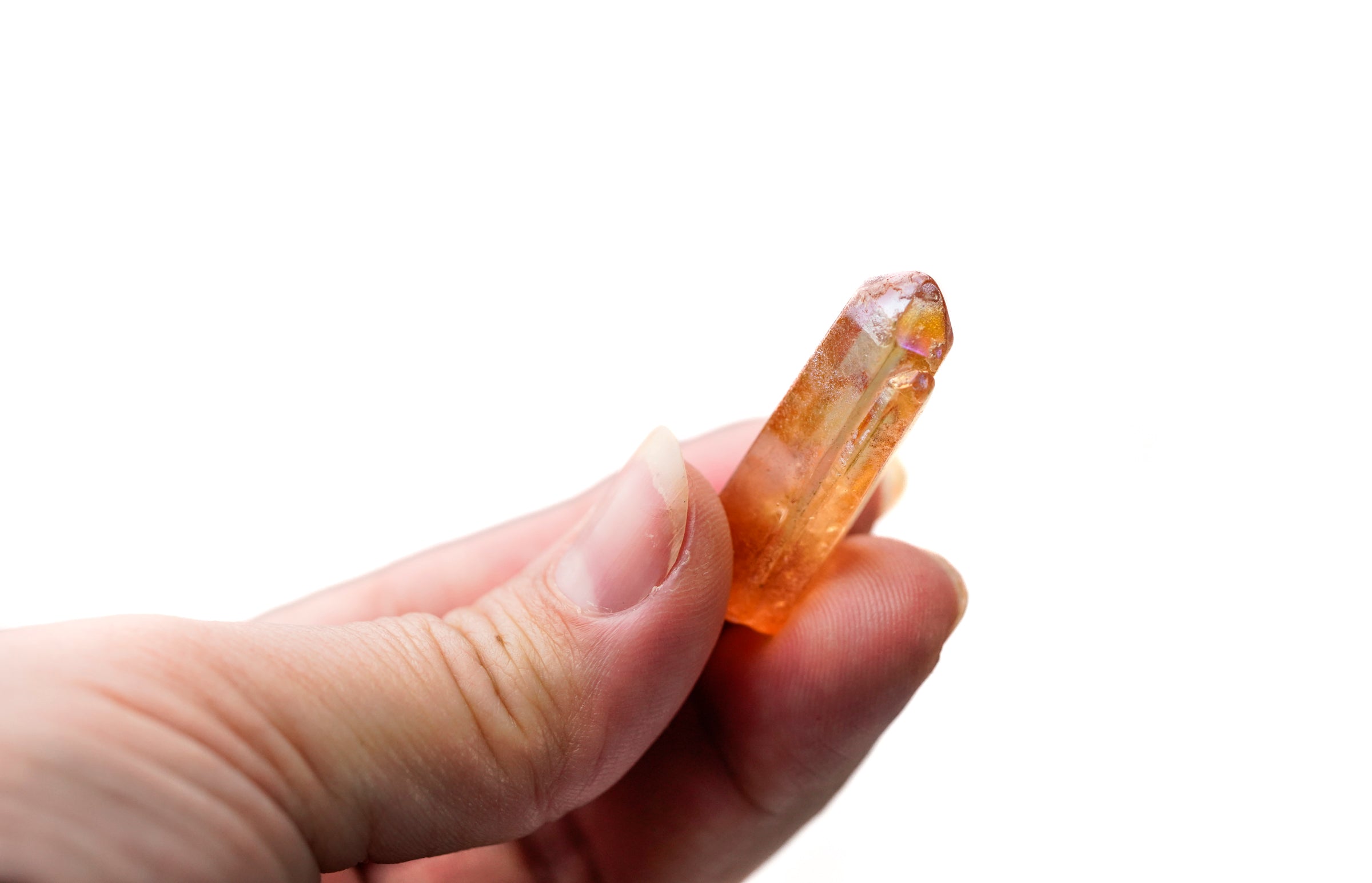 Orange Aura Quartz Crystal Point