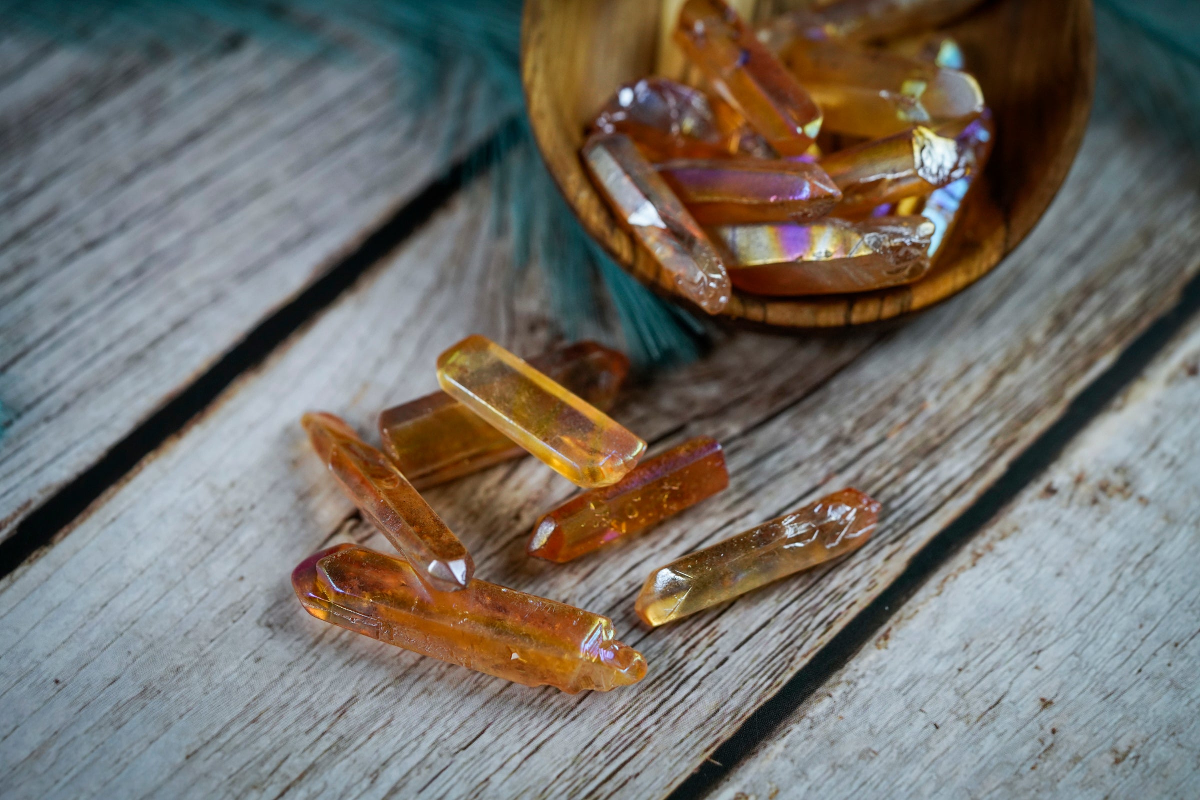 Orange Aura Quartz Crystal Point