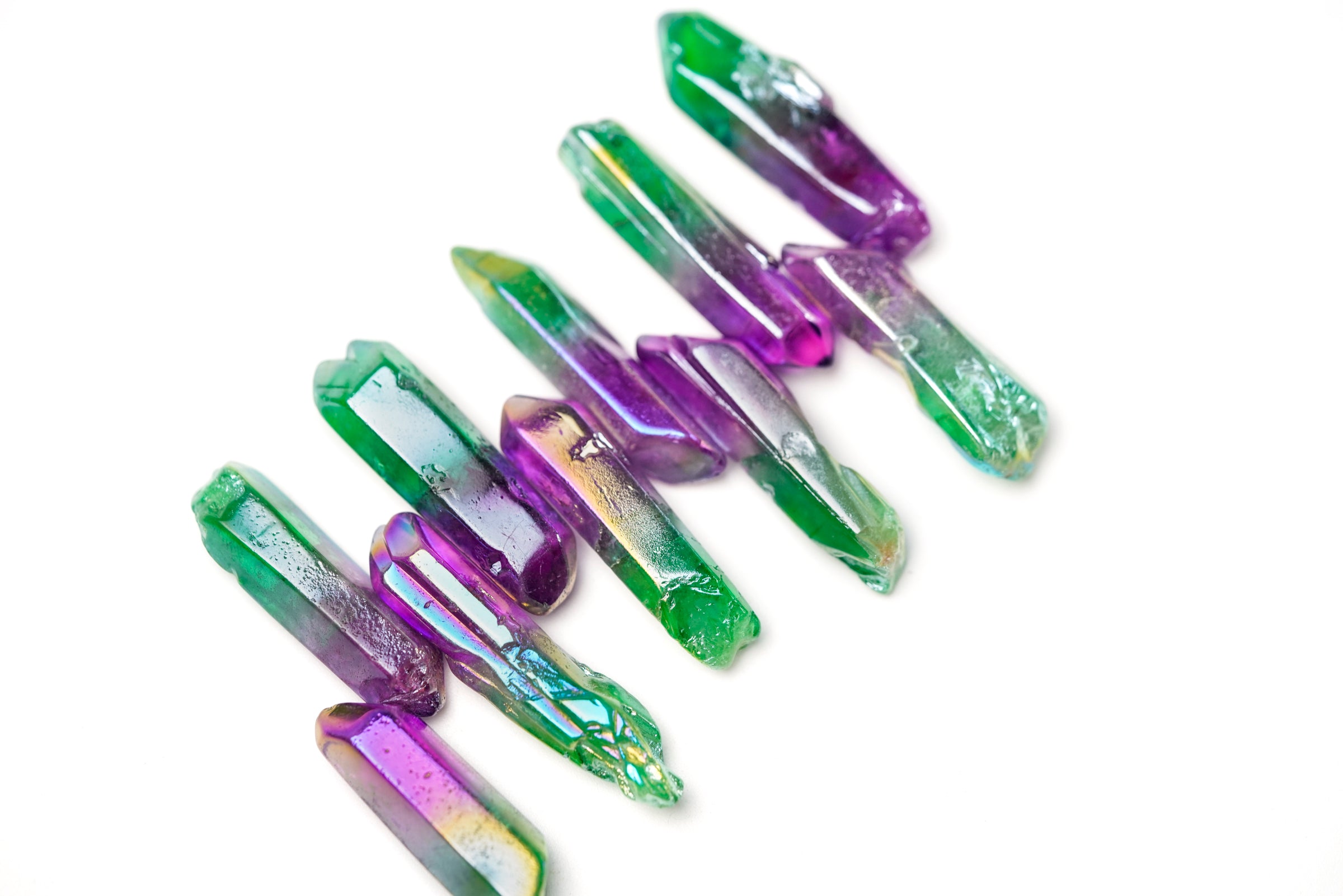 Aura Quartz Green Purple Crystal point