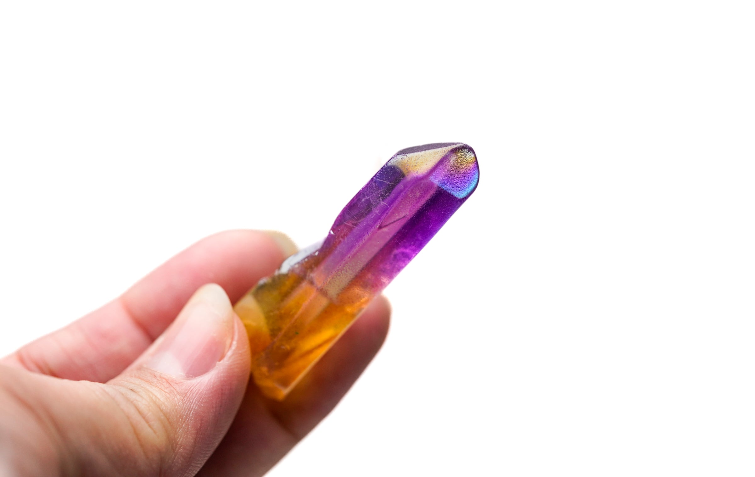 Aura Quartz Yellow Purple Crystal point