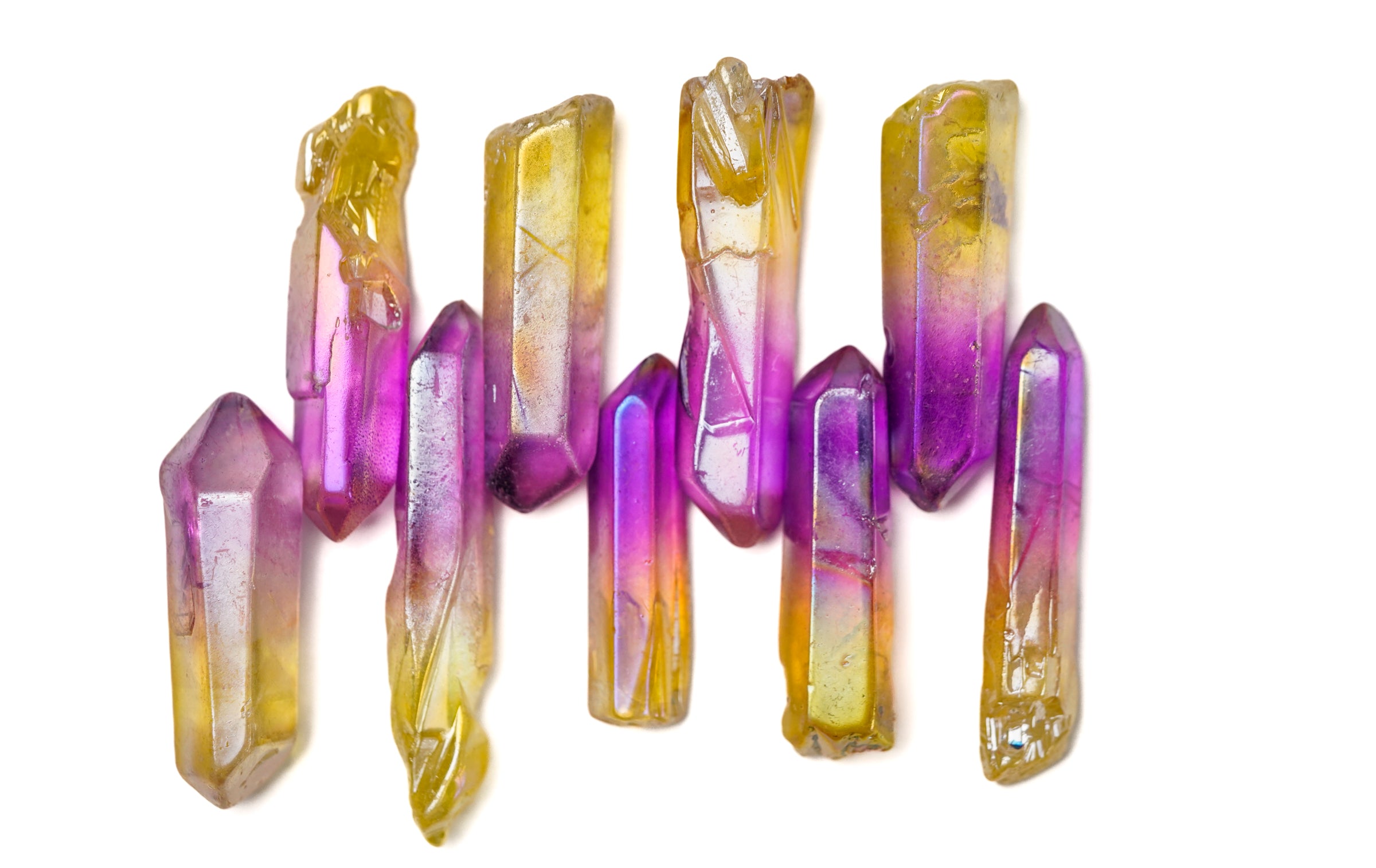 Aura Quartz Yellow Purple Crystal point