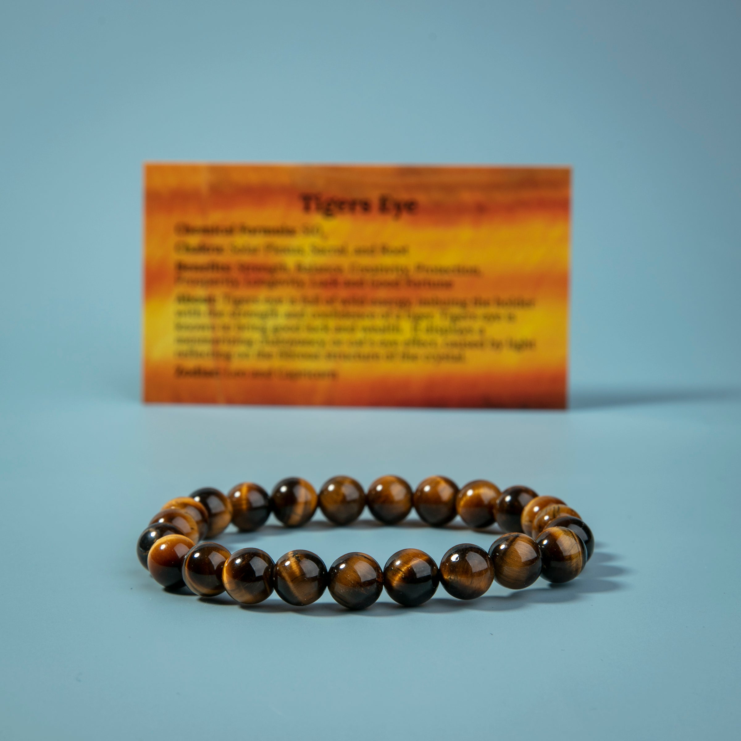 Tigers Eye 8mm beads Stone Crystal Bracelet