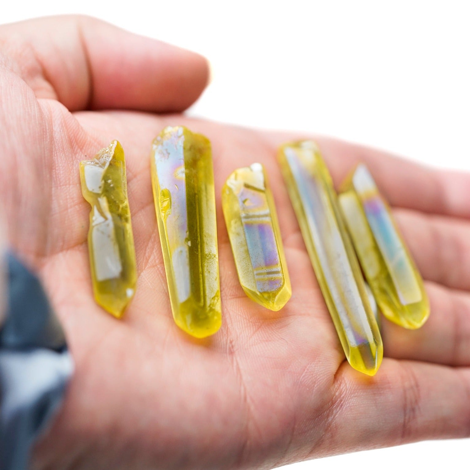 Yellow Aura Quartz Crystal Point