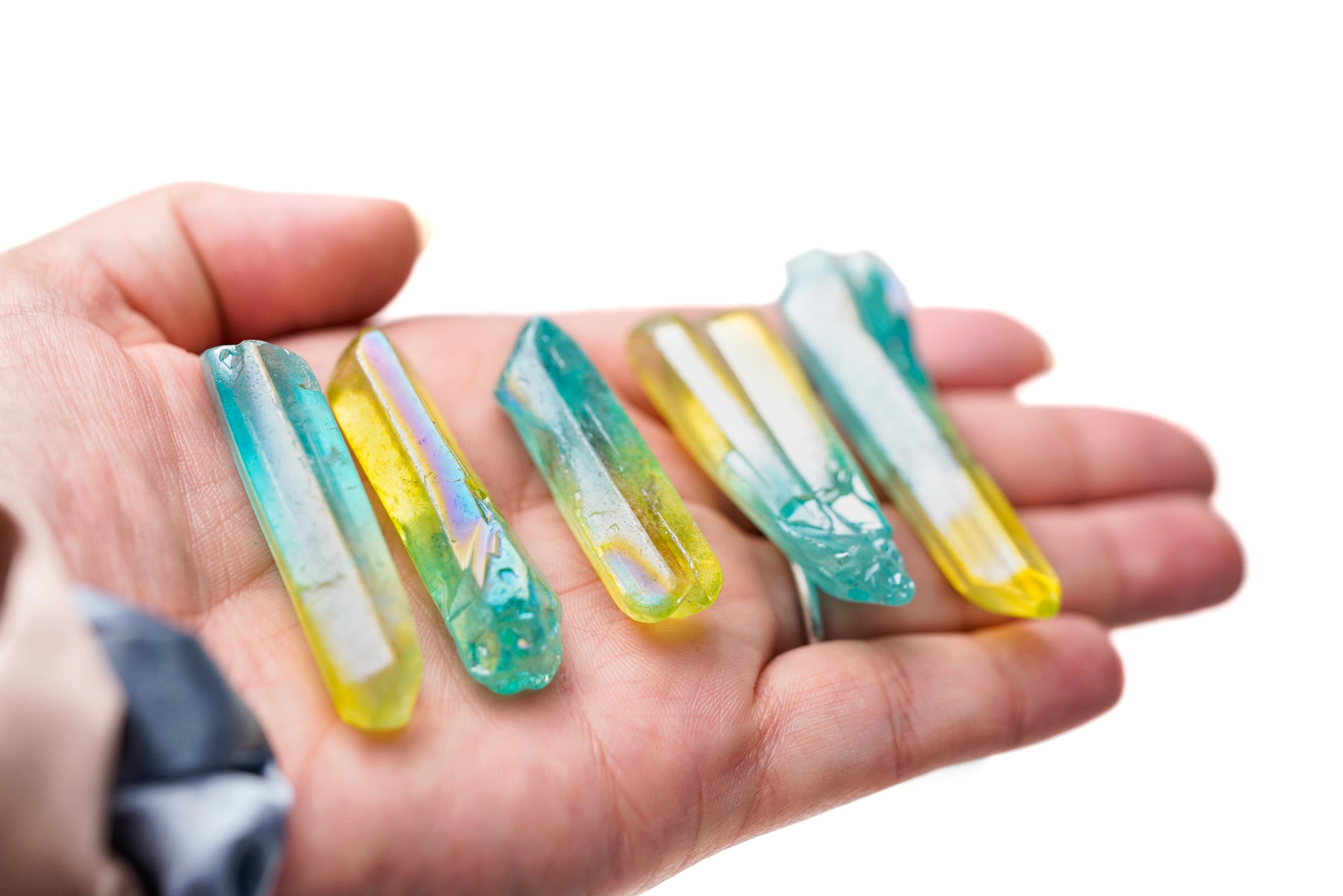 Aura Quartz Yellow Blue Crystal point