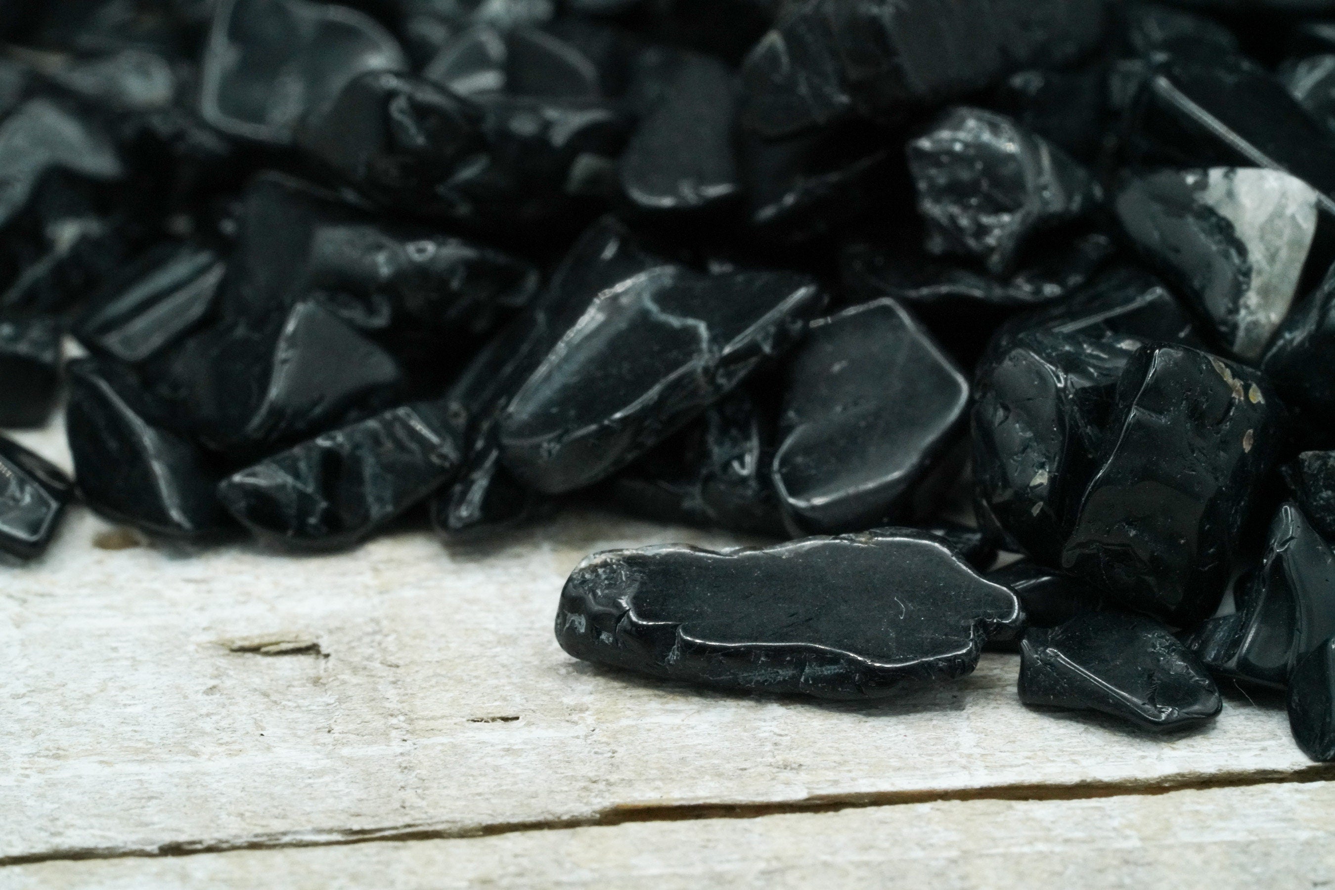 Black Tourmaline Tumbled Crystal Chips